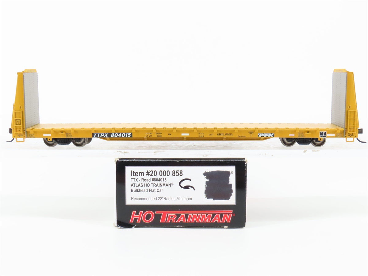 HO Scale Atlas Trainman 20000858 TTX Bulkhead Flat Car #804015