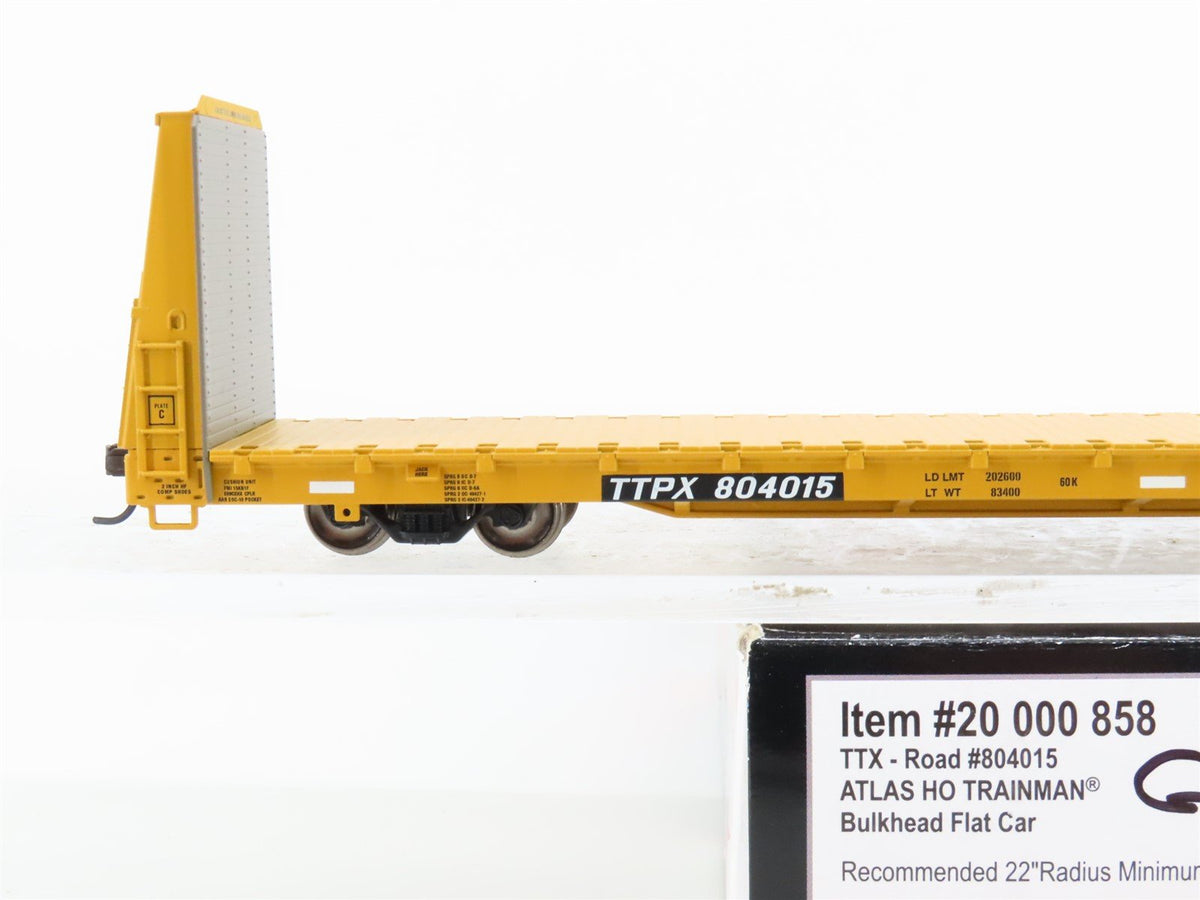 HO Scale Atlas Trainman 20000858 TTX Bulkhead Flat Car #804015