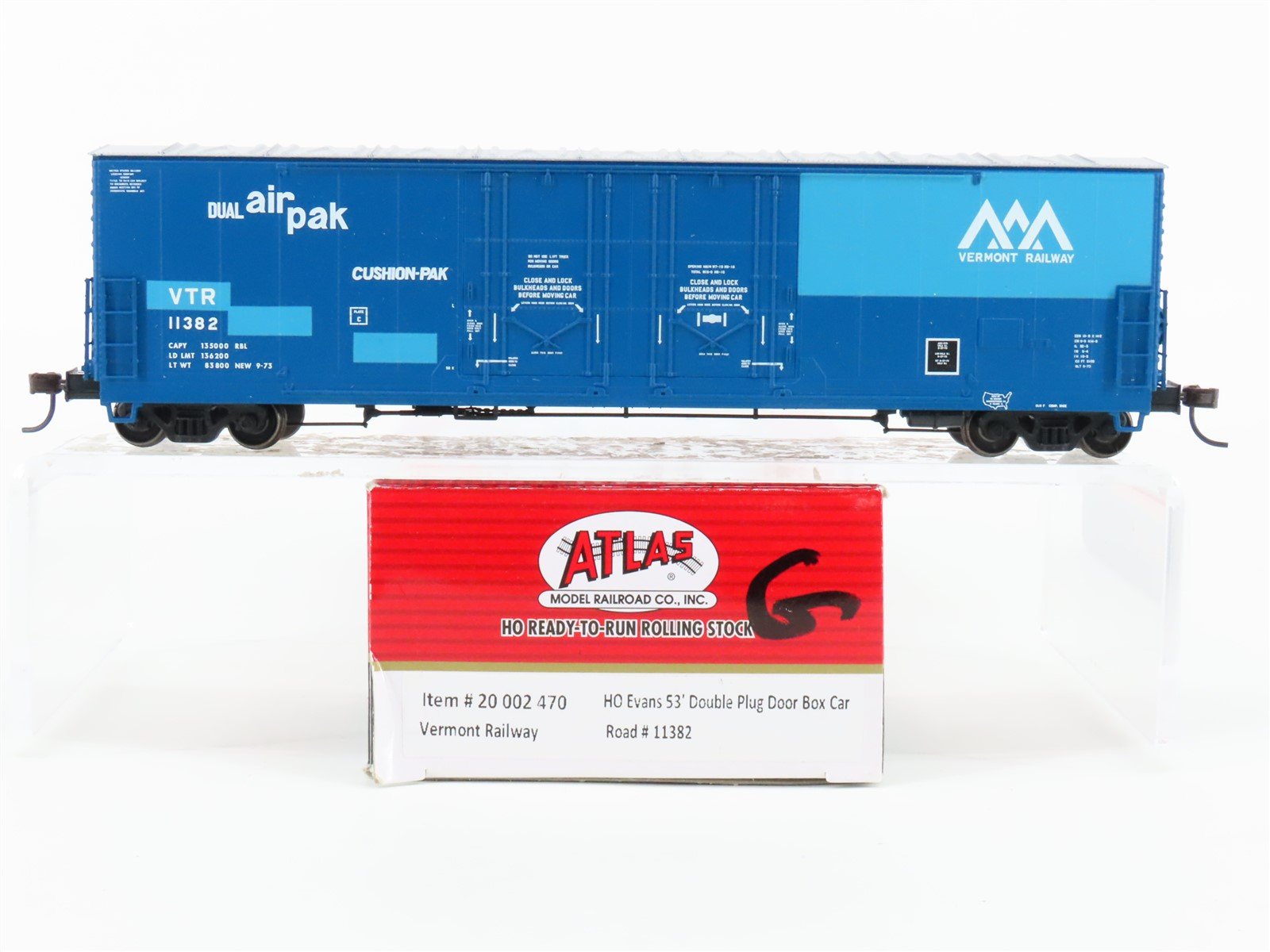 HO Scale Atlas Master Line 20002470 VTR Vermont Railway 53' Box Car #11382