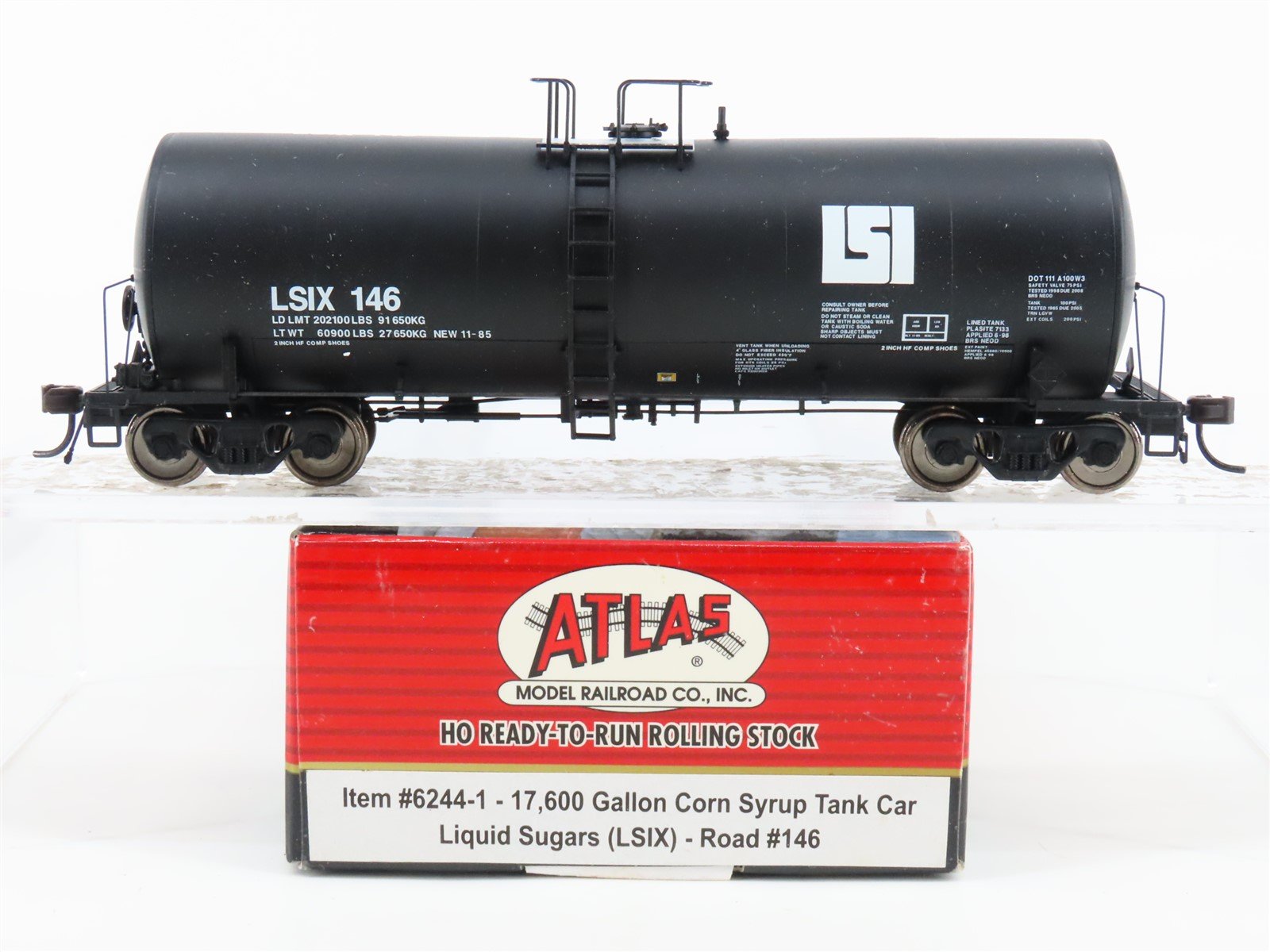 HO Scale Atlas #6244-1 LSIX Liquid Sugars 17K Gallon Corn Syrup Tank Car #146