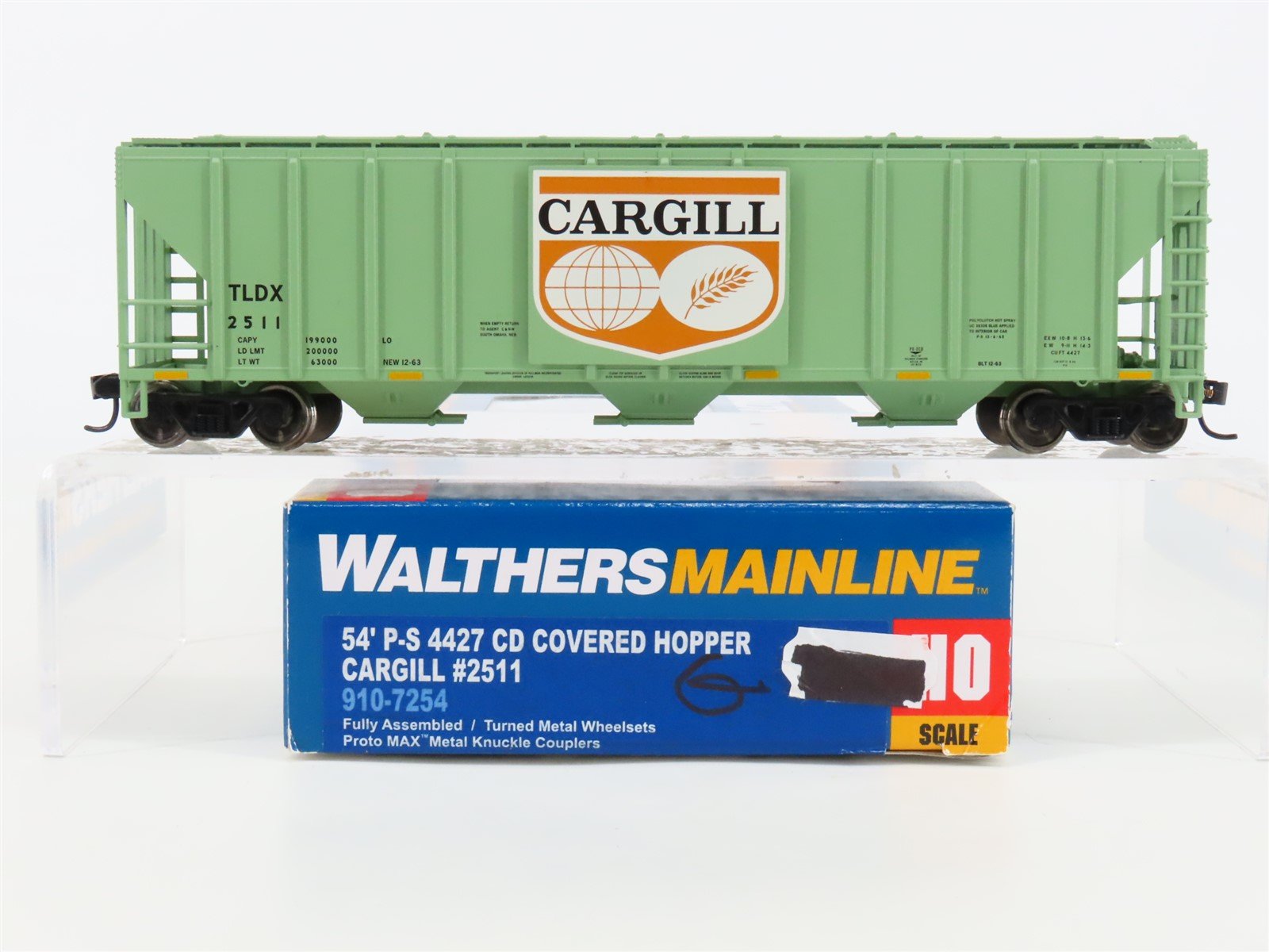HO Scale Walthers Mainline 910-7254 TLDX Cargill 54' 3 Bay Covered Hopper #2511
