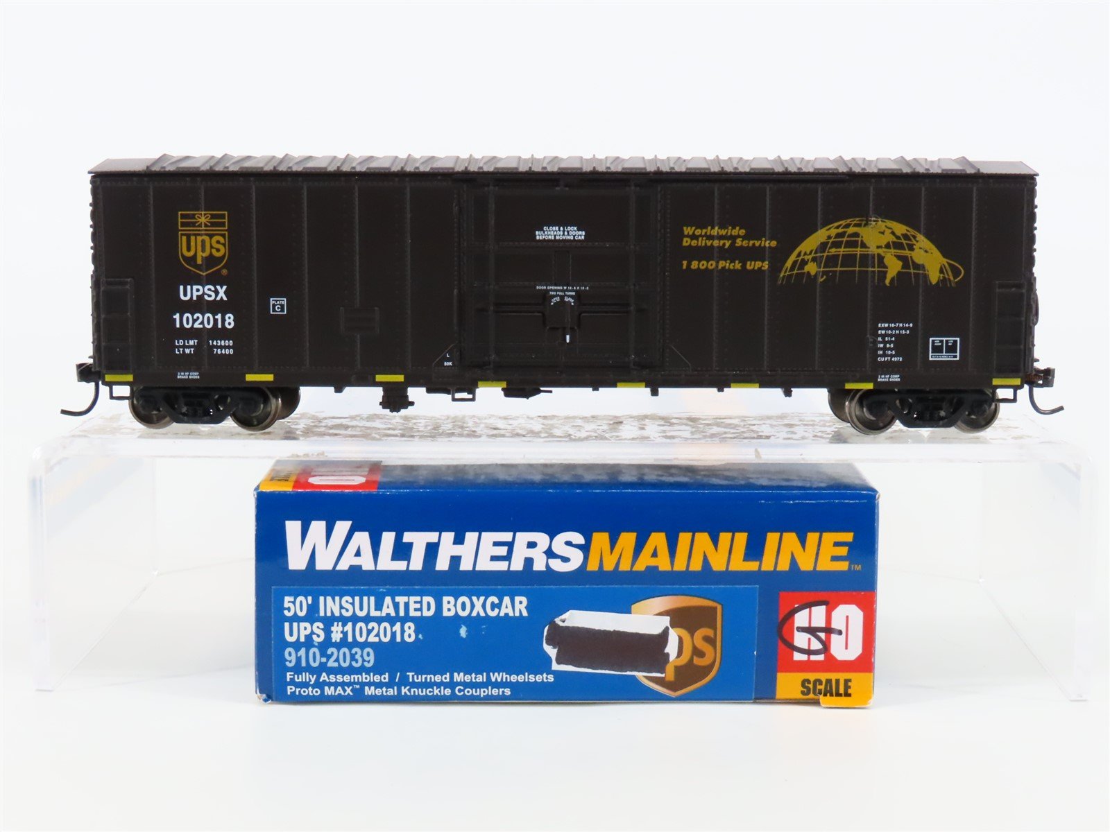 HO Scale Walthers Mainline 910-2039 UPSX UPS 50' Insulated Box Car #102018
