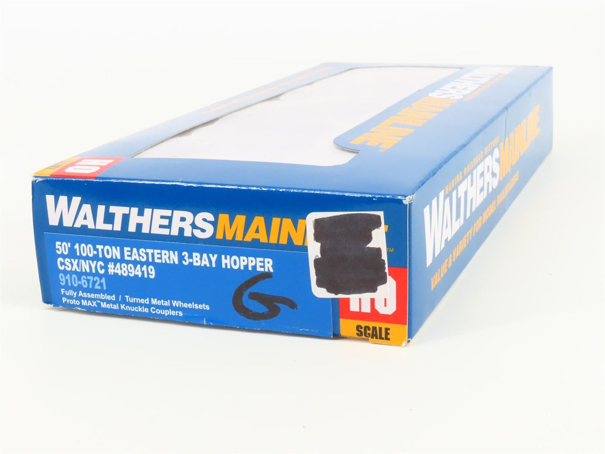HO Scale Walthers Mainline 910-6721 CSX NYC 50&#39; 100T 3 Bay Hopper #489419