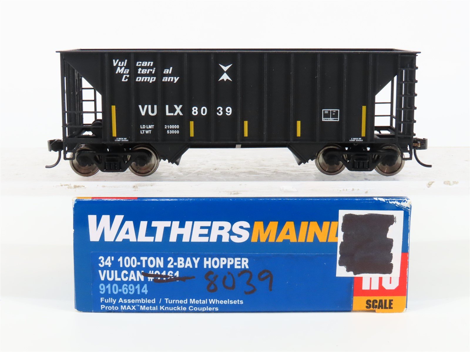 HO Walthers Mainline VULX Vulcan Material Co 100T 34' 2 Bay Hopper #8039 Custom