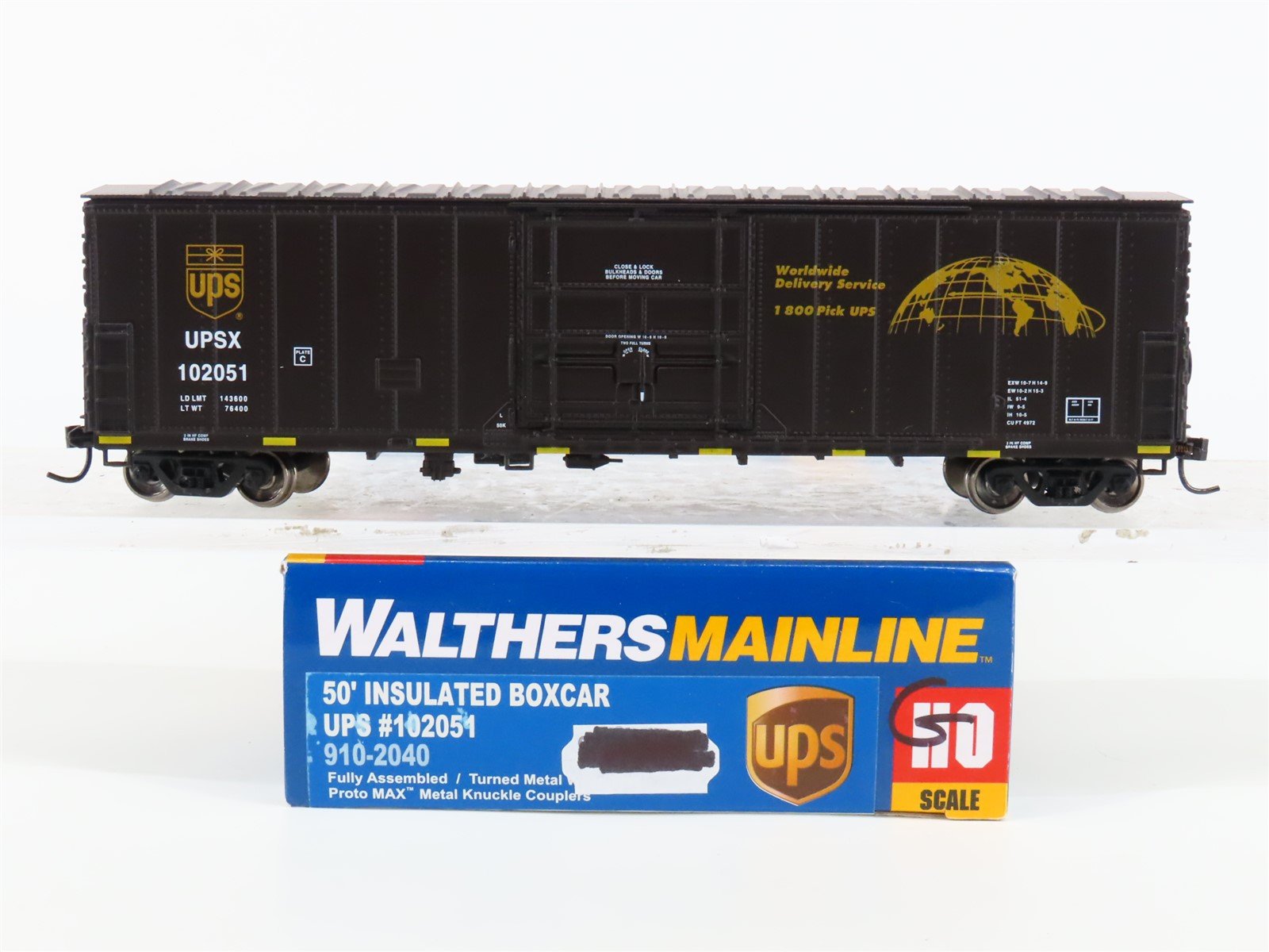 HO Scale Walthers Mainline 910-2040 UPSX UPS 50' Single Door Box Car #102051