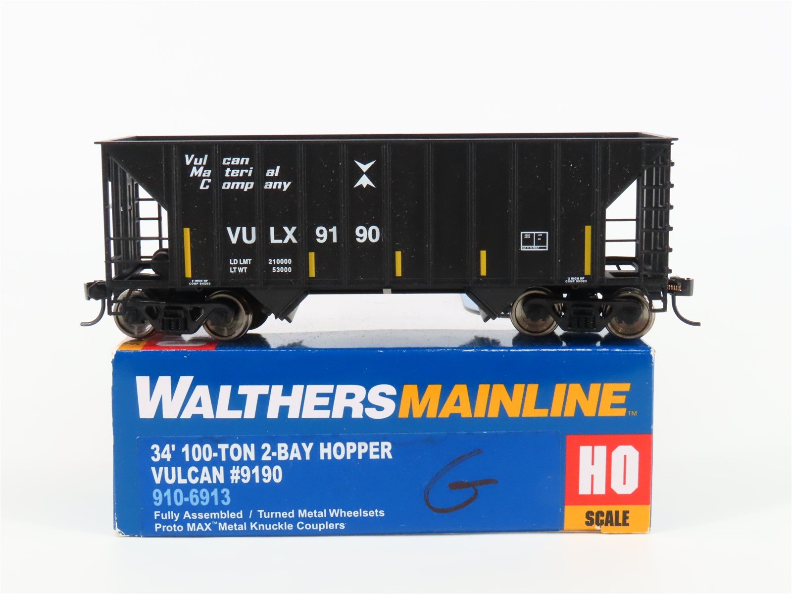 HO Walthers Mainline 910-6913 VULX Vulcan Material Co 100T 34' 2-Bay Hopper 9190