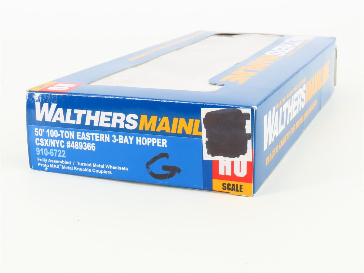 HO Scale Walthers Mainline 910-6722 NYC CSX 50&#39; Eastern 3 Bay Hopper #489366