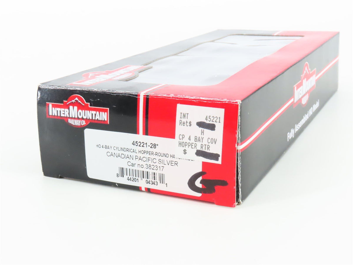 HO Scale Intermountain 45221-28 CP Rail Silver 4-Bay Cylindrical Hopper #382317