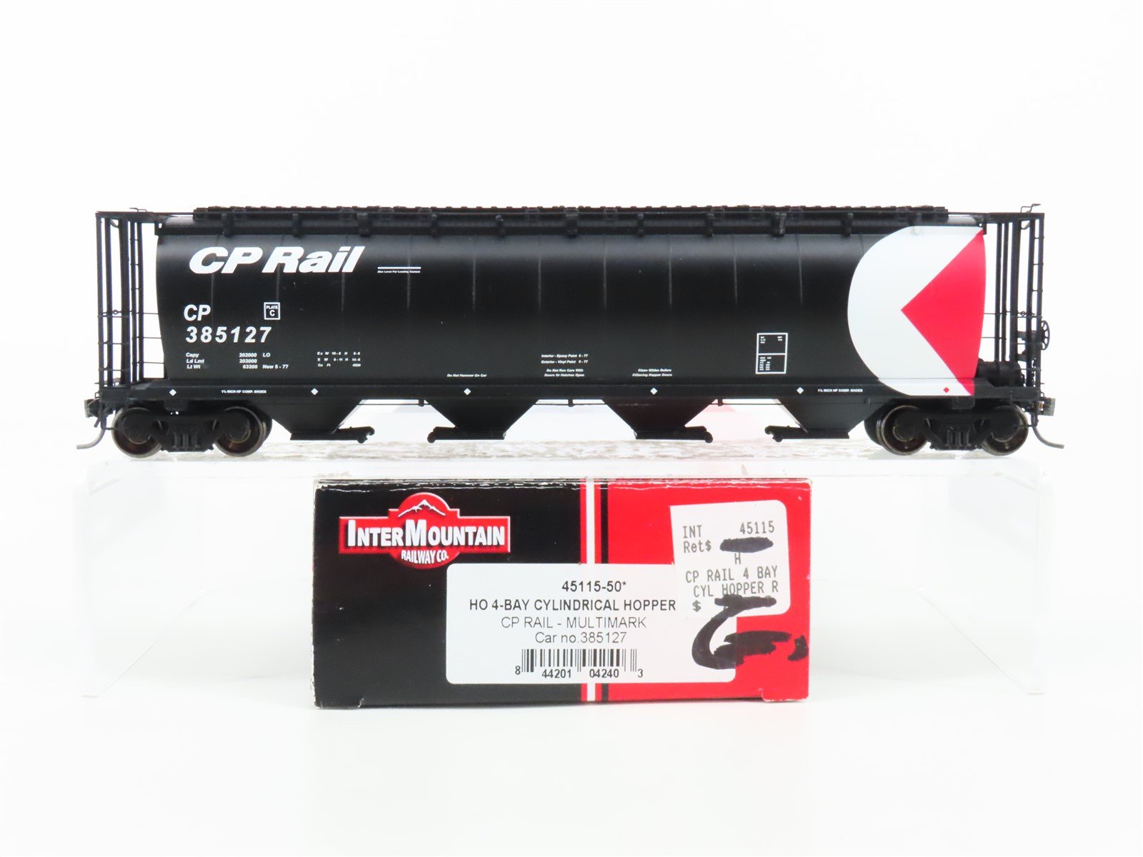 HO Scale Intermountain 45115-50 CP Rail Black 4-Bay Cylindrical Hopper #385127
