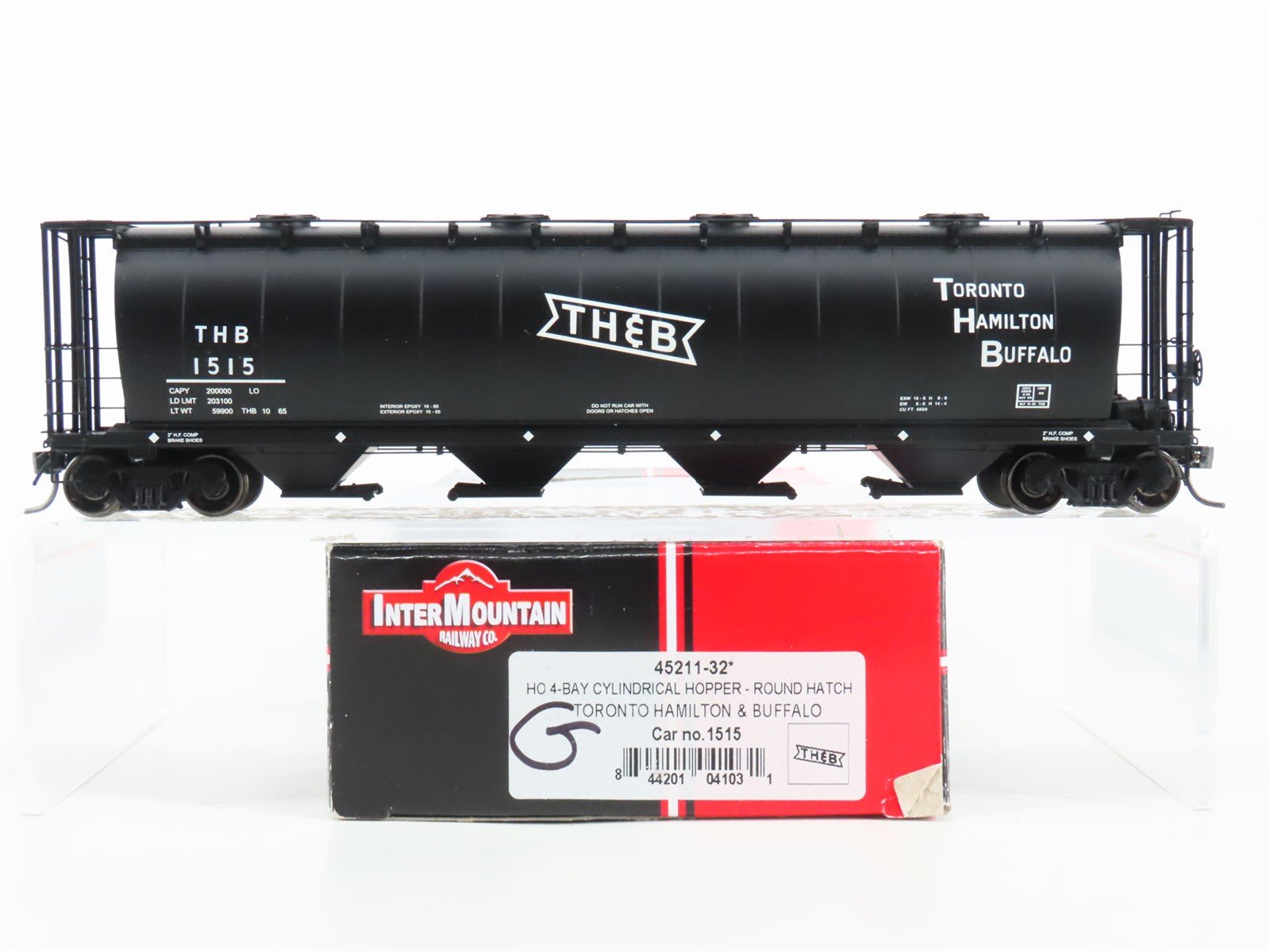 HO Scale Intermountain 45211-32 TH&B Railway 4-Bay Cylindrical Hopper #1515