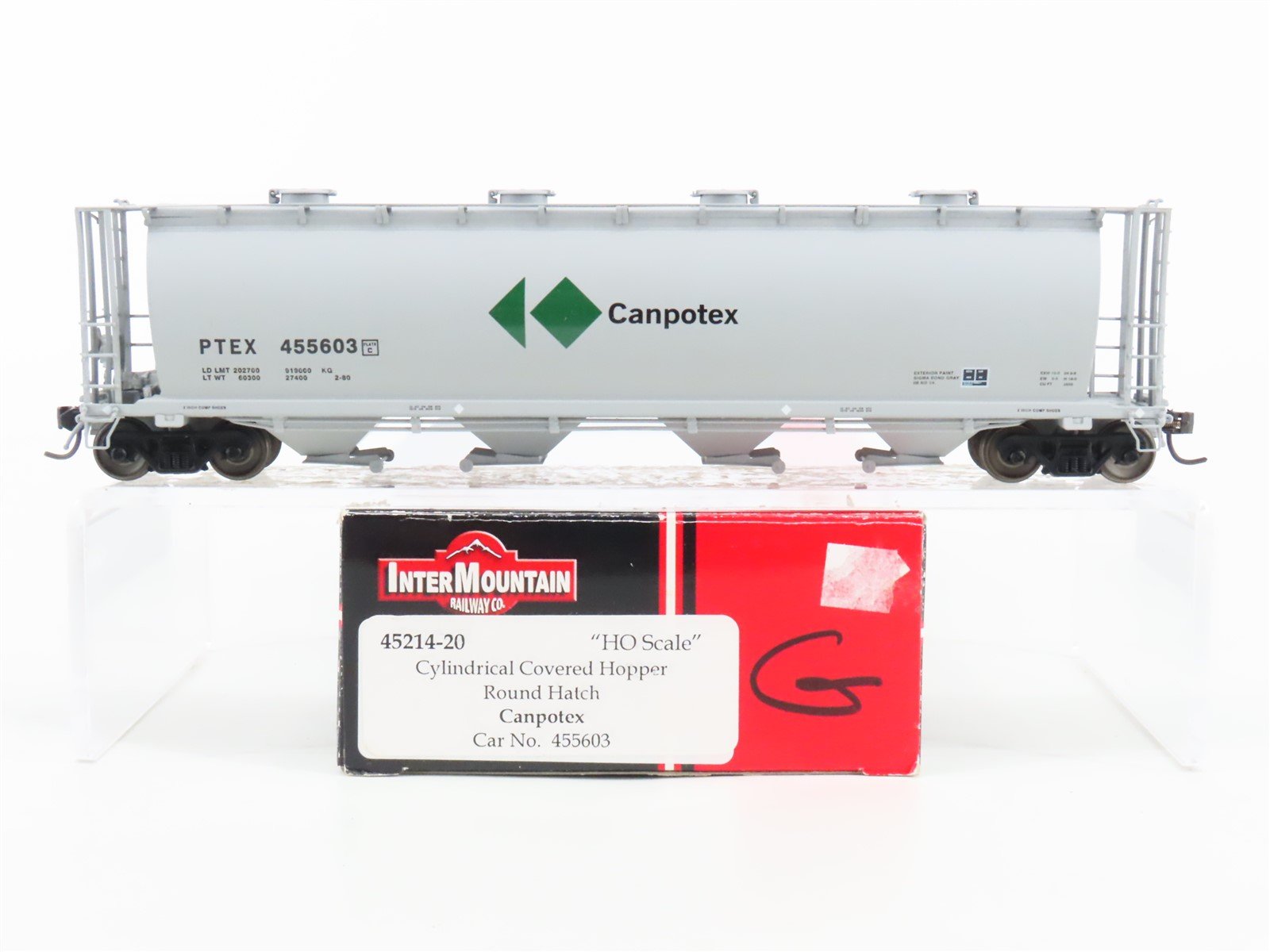 HO Scale Intermountain 45214-20 PTEX Canpotex 4-Bay Cylindrical Hopper #455603