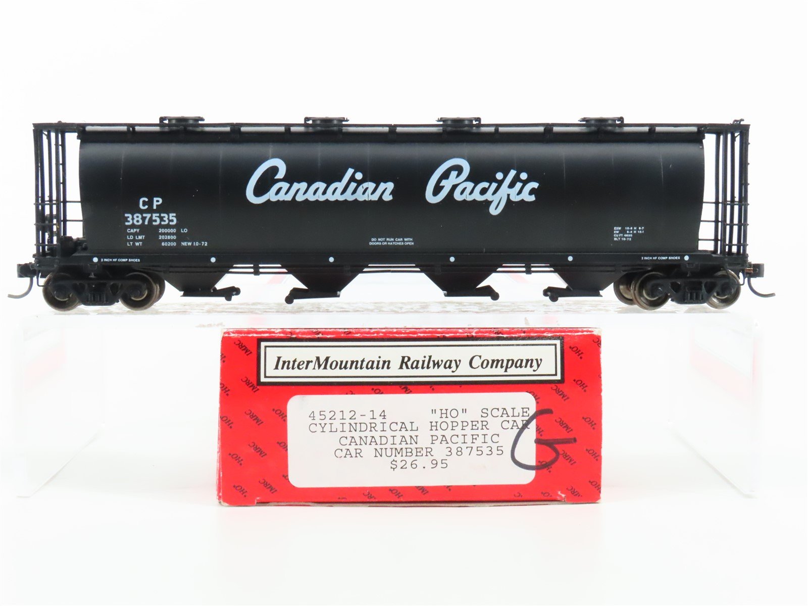 HO Scale Intermountain 45212-14 CP Black 4-Bay Cylindrical Hopper #387535