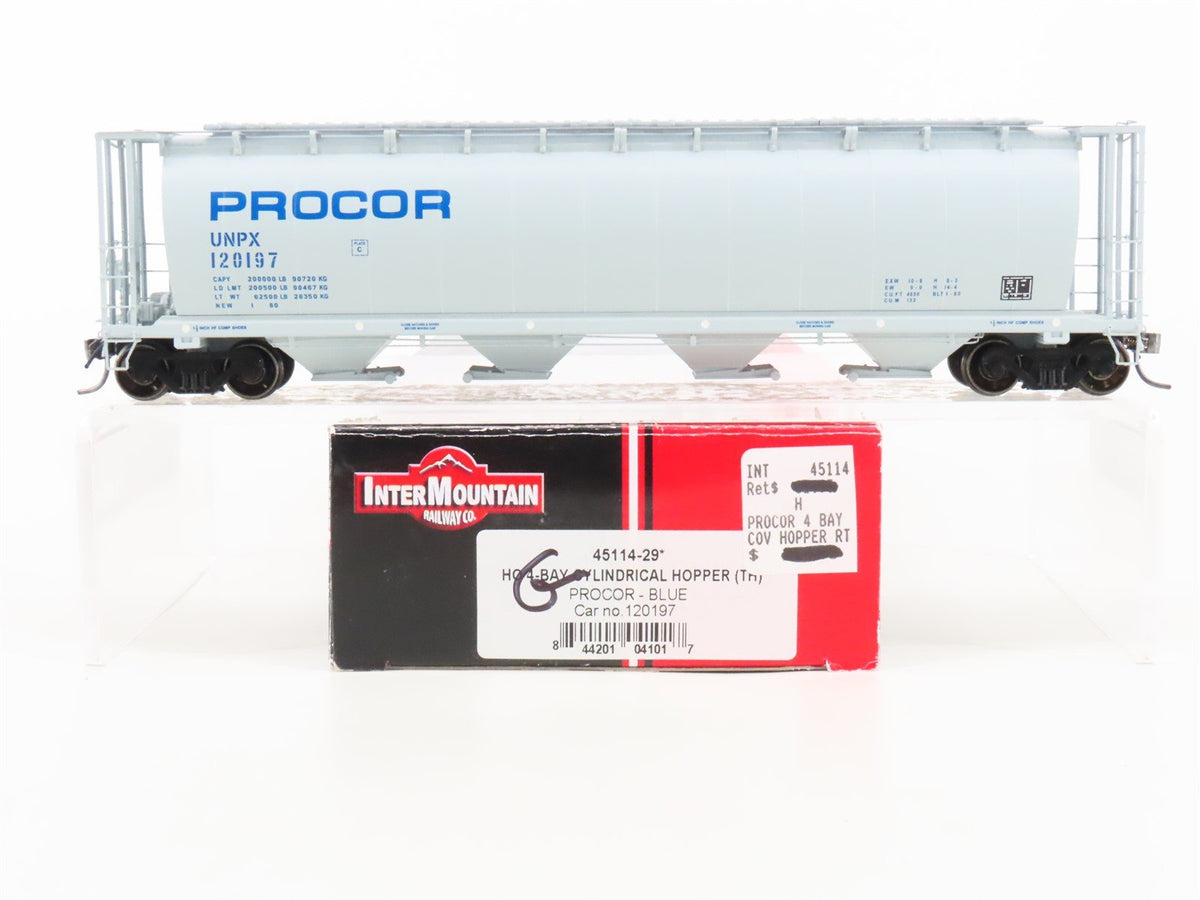 HO Scale Intermountain 45114-29 UNPX Procor 4-Bay Cylindrical Hopper #120197