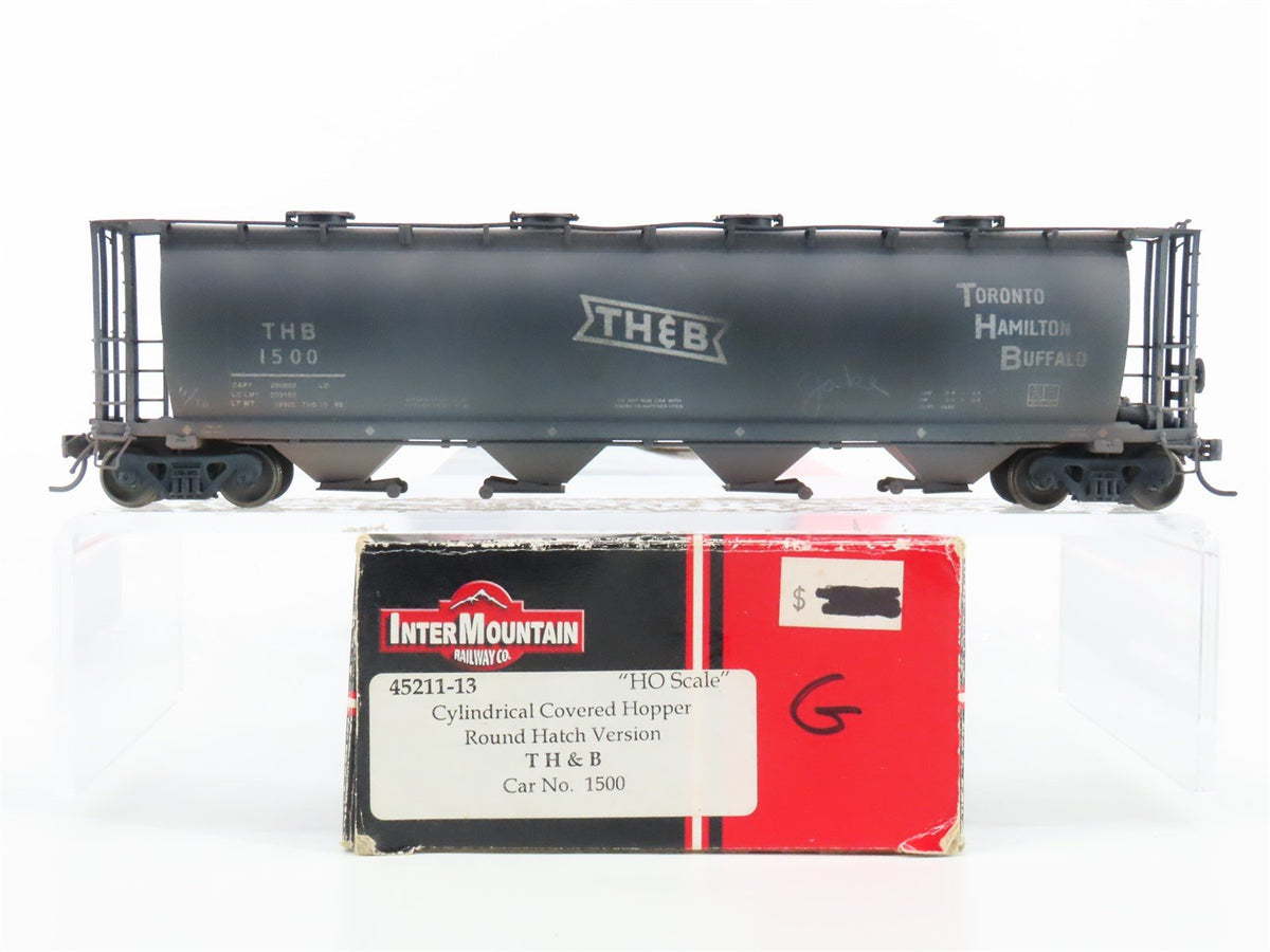 HO Intermountain 45211-13 TH&amp;B Railway 4-Bay Cylindrical Hopper #1500 Weathered