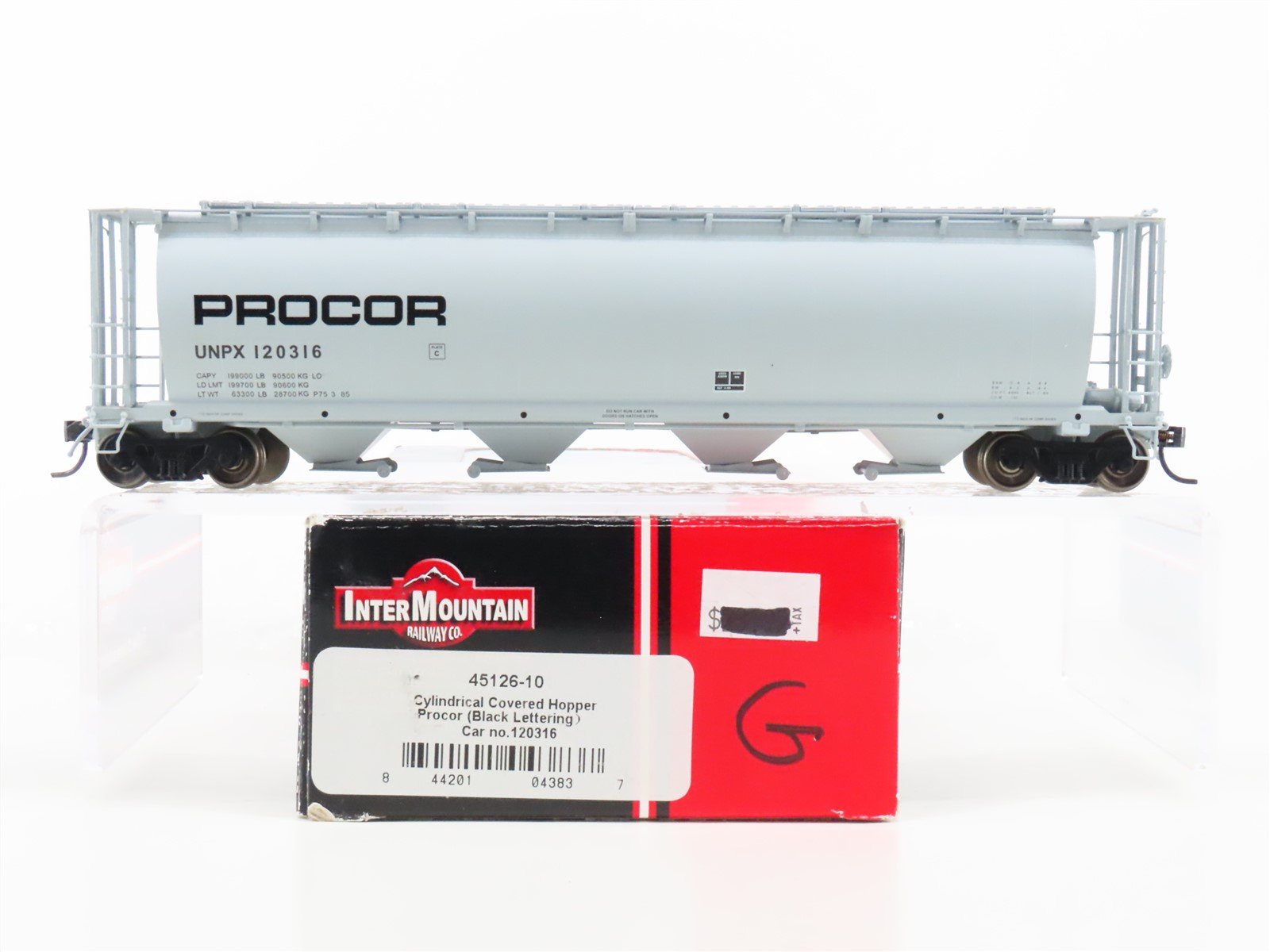 HO Scale Intermountain 45126-10 UNPX Procor 4-Bay Cylindrical Hopper #120316