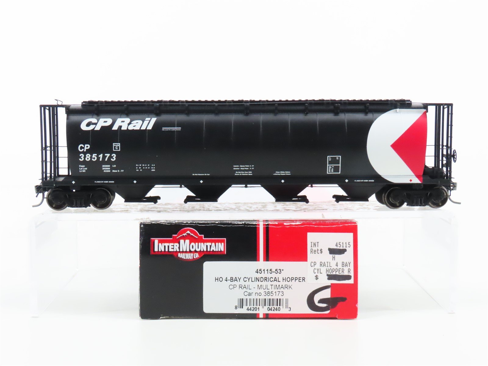 HO Scale Intermountain 45115-53 CP Rail Black 4-Bay Cylindrical Hopper #385173