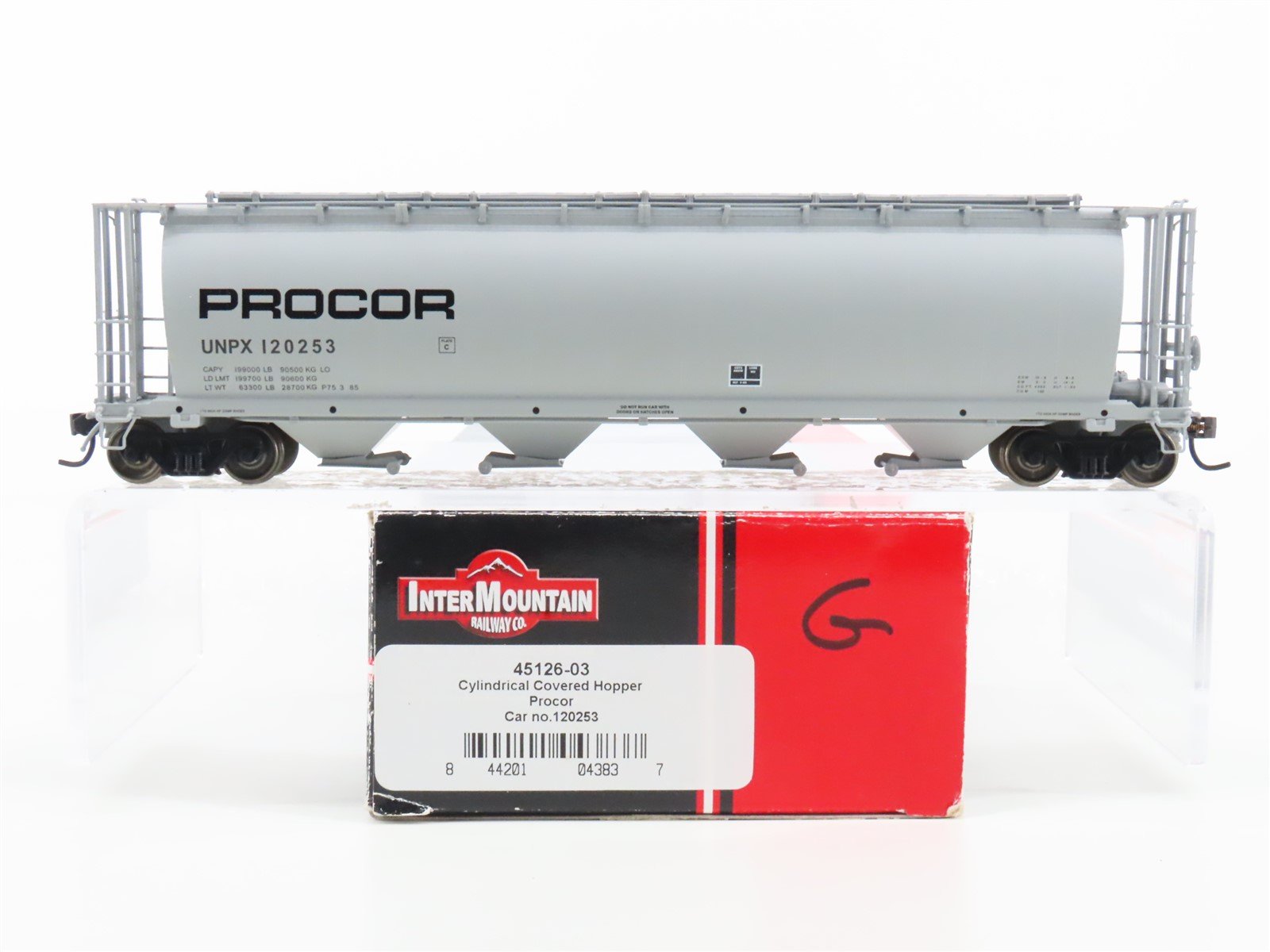 HO Scale Intermountain 45126-03 UNPX Procor 4-Bay Cylindrical Hopper #120253