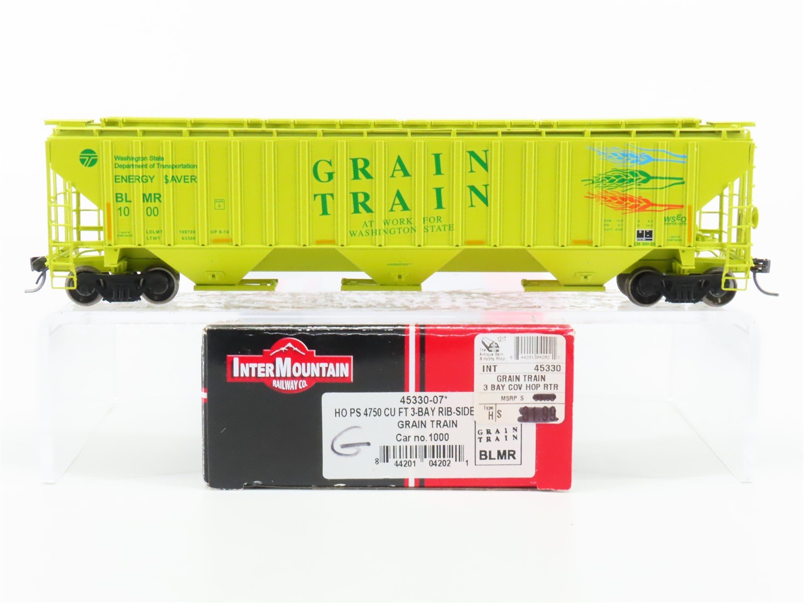 HO Scale Intermountain 45330-07 BLMR Grain Train PS 4750 3-Bay Hopper #1000