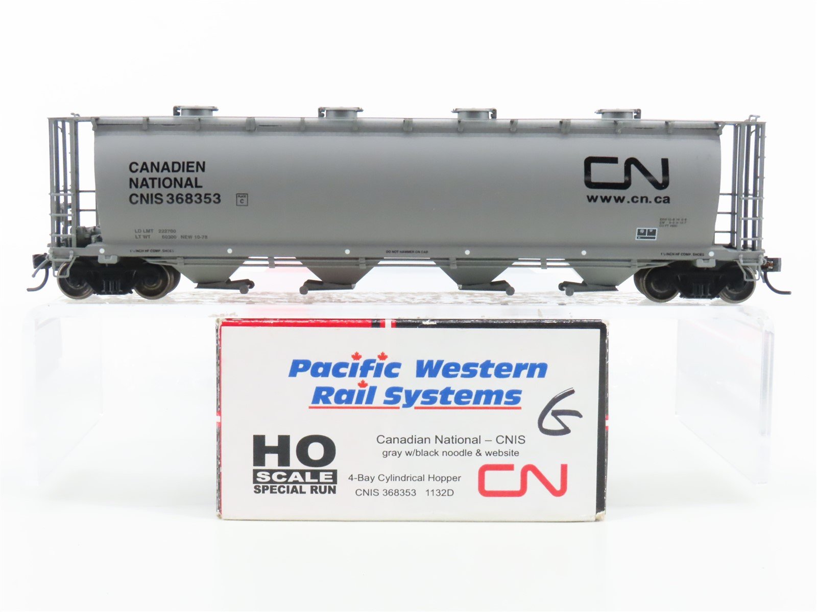 HO Intermountain Pacific Western 1132D CNIS 4-Bay Cylindrical Hopper #368353