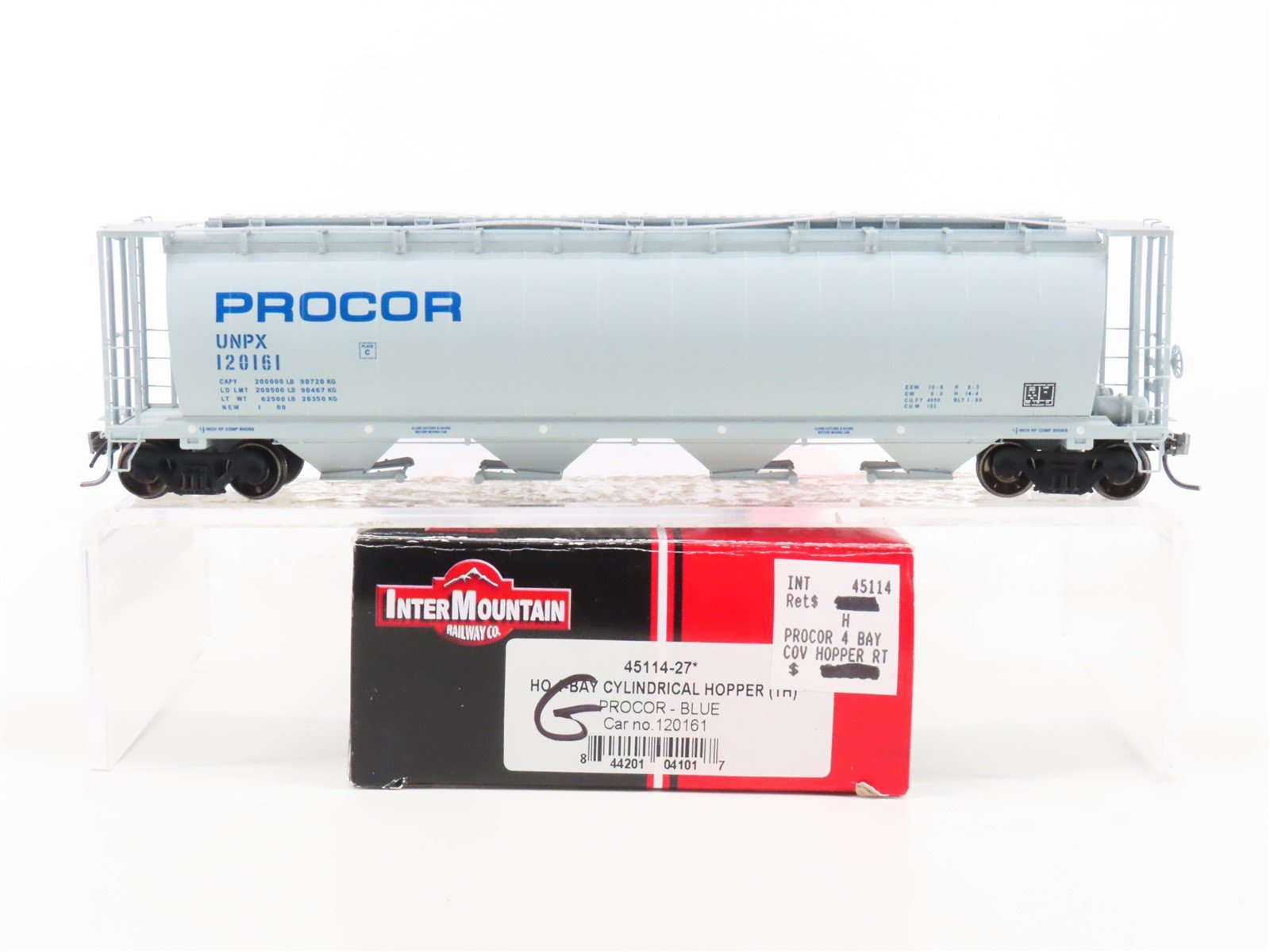 HO Scale Intermountain 45114-27 UNPX Procor 4-Bay Cylindrical Hopper #120161