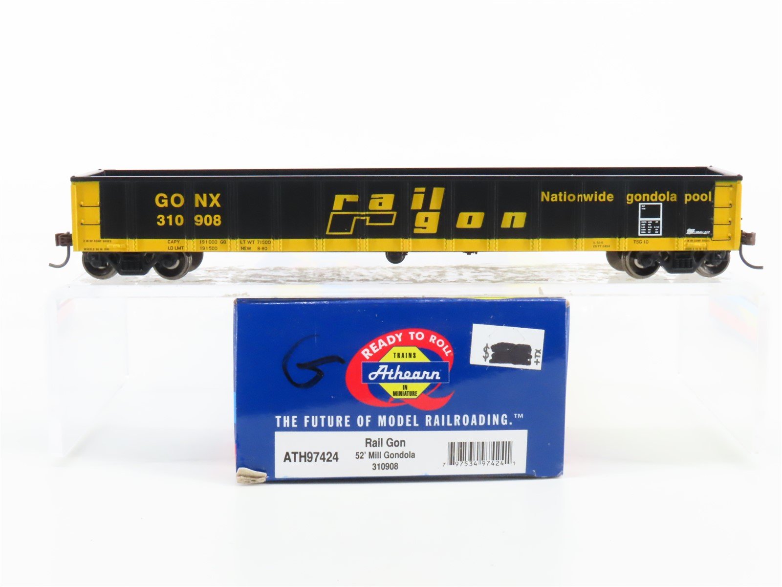 HO Scale Athearn RTR ATH97424 GONX Railgon 52' Mill Gondola Car #310908