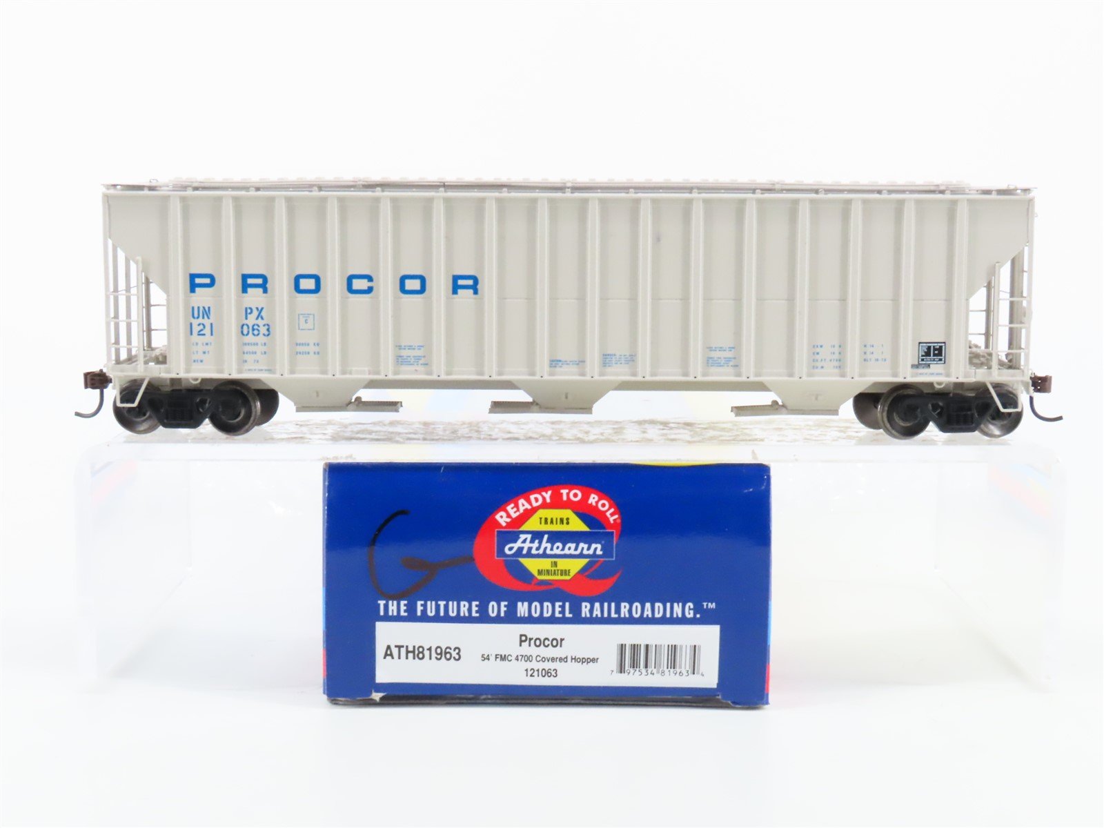 HO Scale Athearn RTR ATH81963 UNPX Procor 54' 3-Bay FMC 4700 Hopper #121063