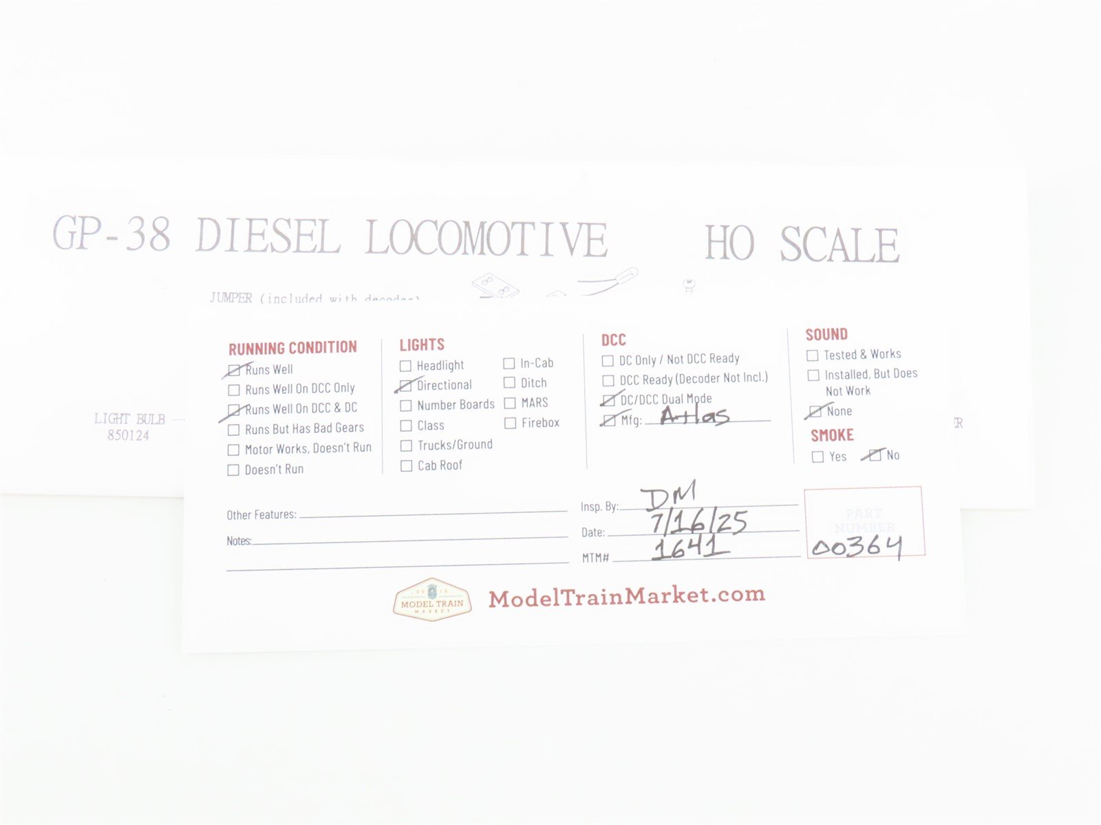 HO Atlas Master 8974 NEC New England Central GP38 Diesel #9537 w/DCC - Weathered