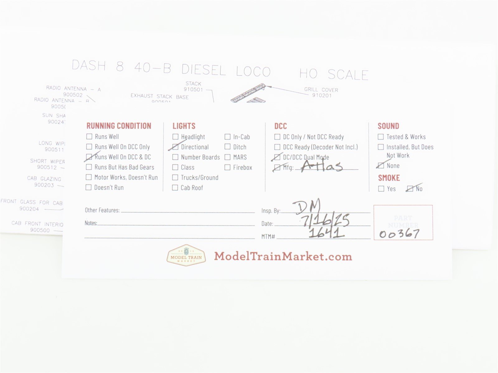 HO Scale Atlas Master 9007 CSX Transportation GE Dash 8-40B Diesel #5933 w/ DCC