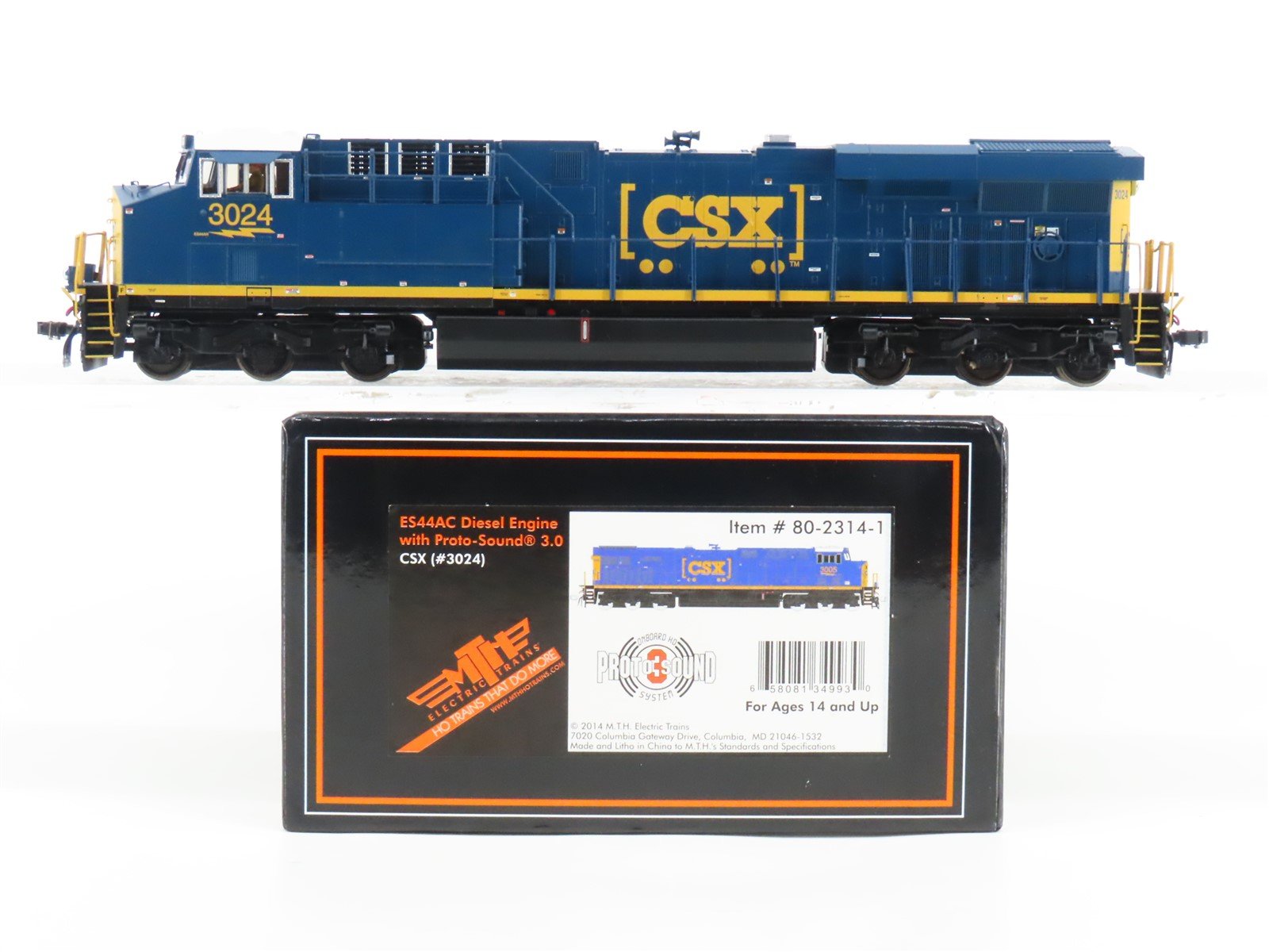 HO Scale MTH 80-2314-1 CSX "Yn3b" GE ES44AC Diesel #3024 w/ DCC & Sound