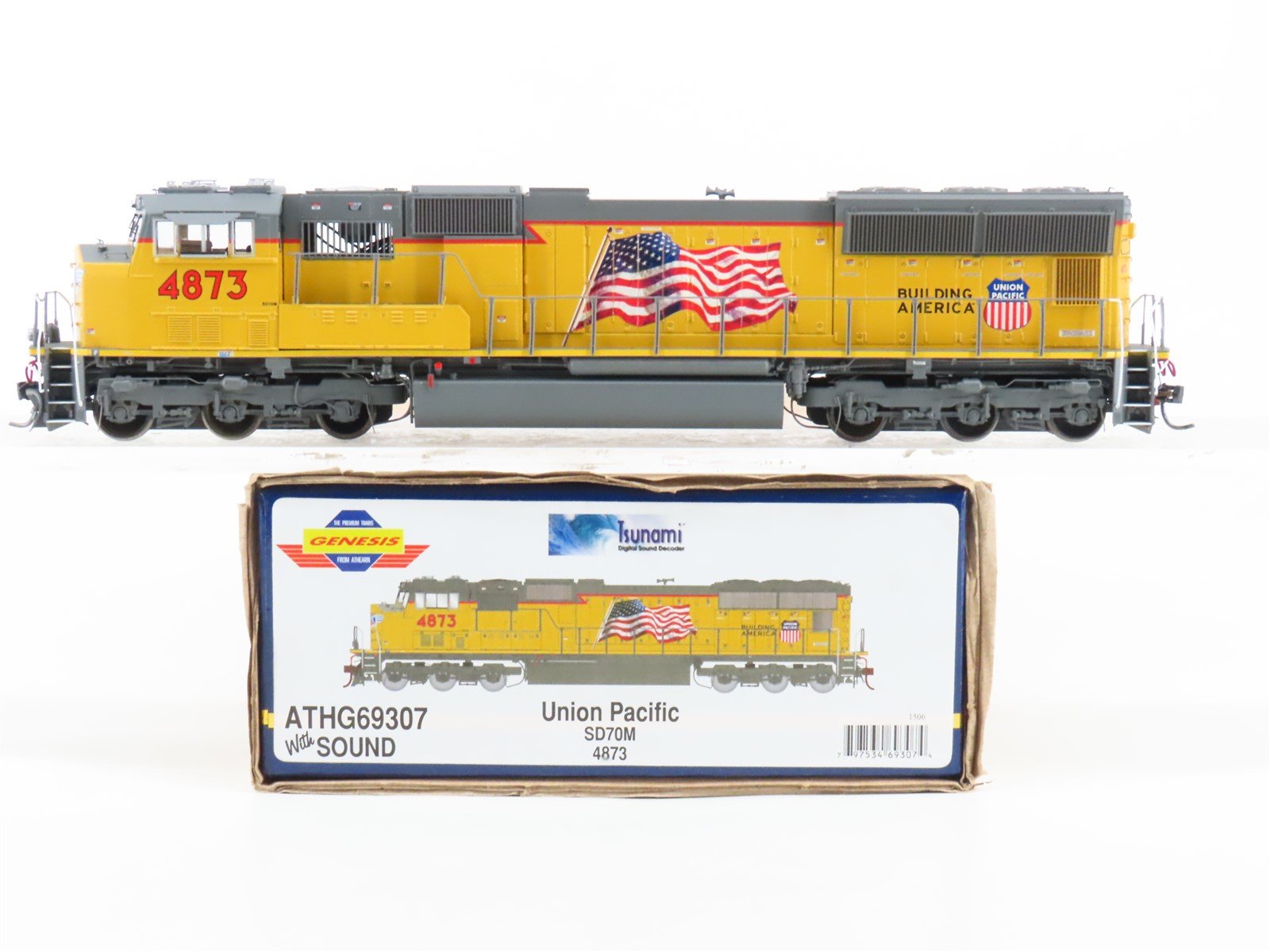 HO Scale Athearn Genesis ATHG69307 UP "Flag" SD70M Diesel #4873 w/ DCC & Sound