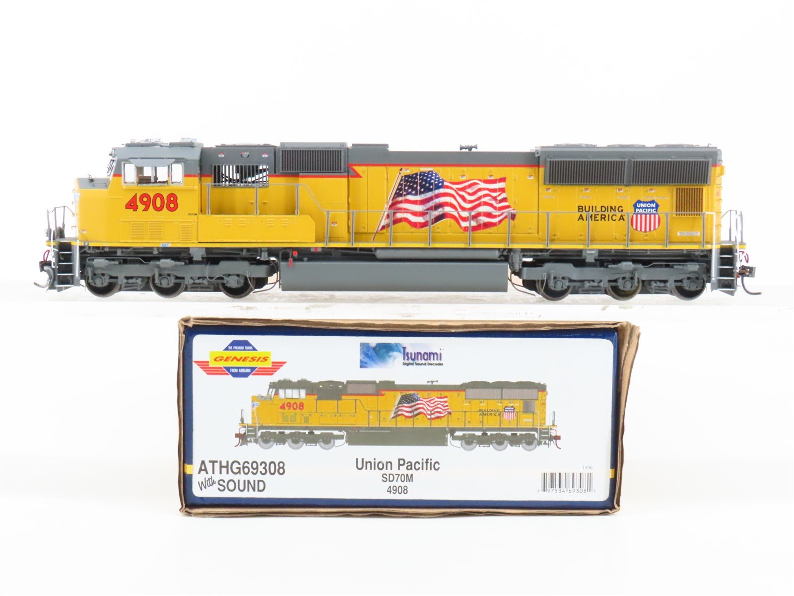 HO Scale Athearn Genesis ATHG69308 UP "Flag" SD70M Diesel #4908 w/ DCC & Sound