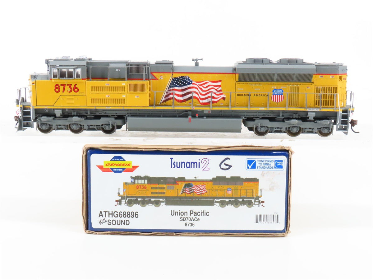 HO Scale Athearn Genesis ATHG68896 UP &quot;Flag&quot; SD70Ace Diesel #8736 w/ DCC &amp; Sound
