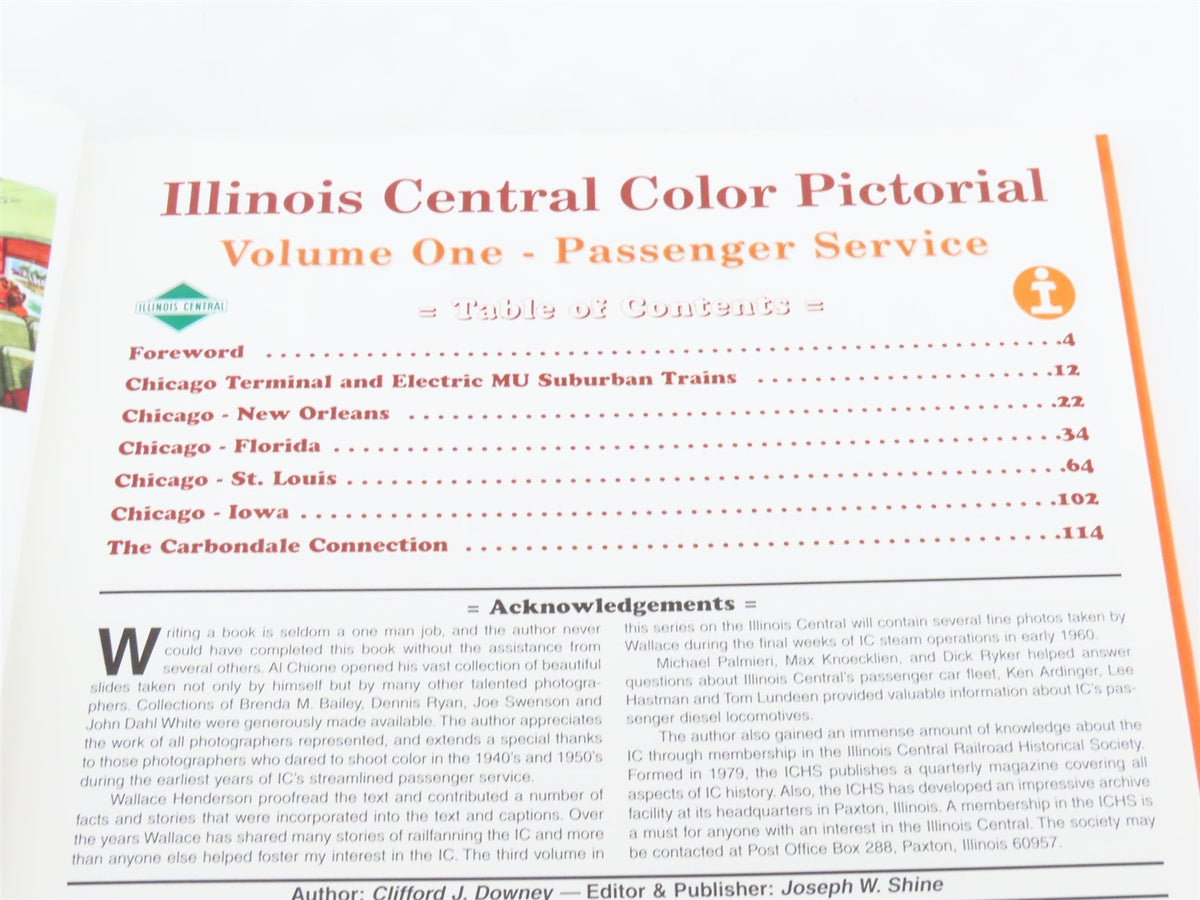 Illinois Central Color Pictorial Vol. One Passenger Service by Downey ©2002 HC