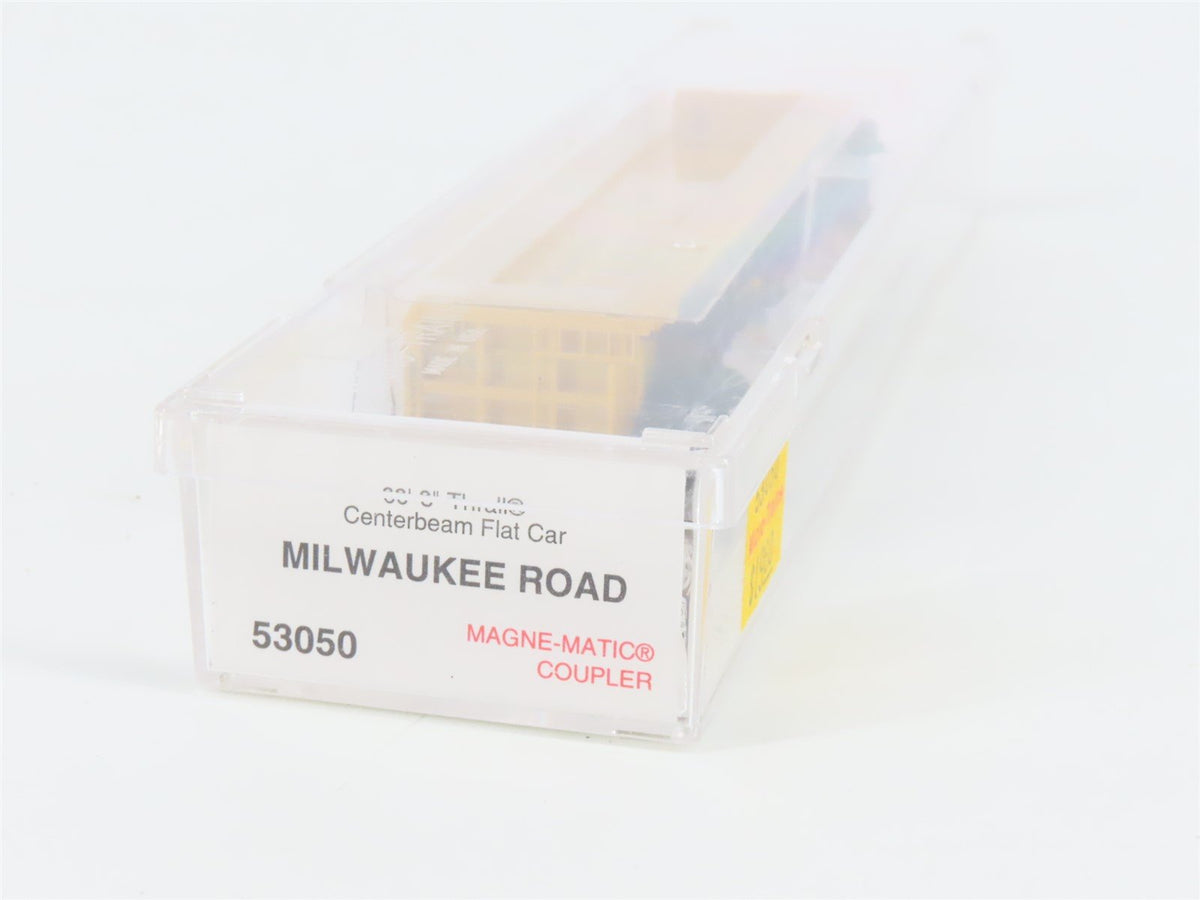 N Scale Micro-Trains MTL 53050 MILW Milwaukee Road 60&#39; Centerbeam Flatcar #63056