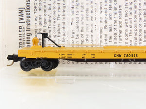 N Micro-Trains MTL 64024 CNW Railway 57' Flatcar #780516 w45' CNW Trailer