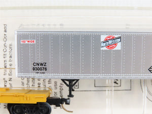 N Micro-Trains MTL 64024 CNW Railway 57' Flatcar #780516 w45' CNW Trailer