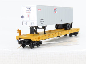 N Micro-Trains MTL 64024 CNW Railway 57' Flatcar #780516 w45' CNW Trailer