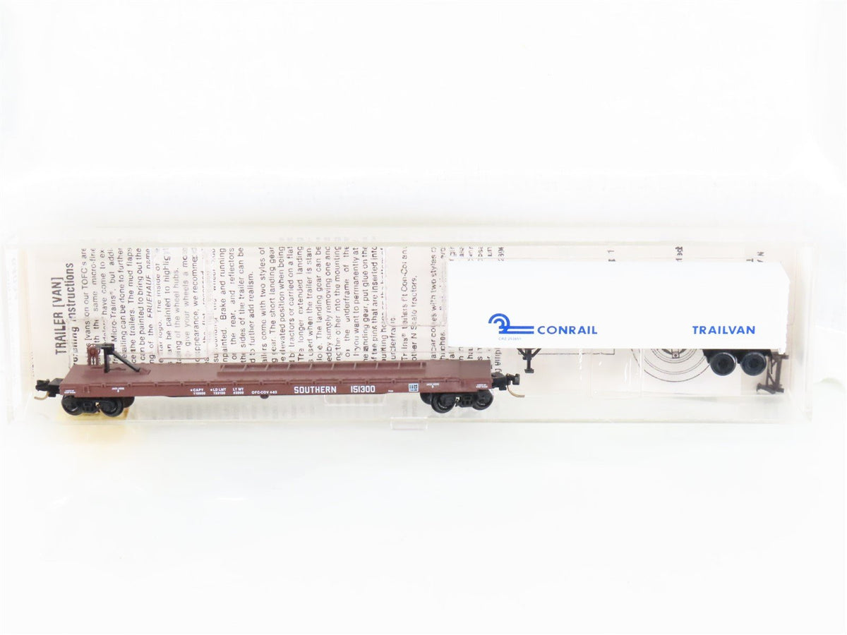 N Micro-Trains MTL 64034 Southern 57&#39; Flatcar #151300 w45&#39; CR Trailer