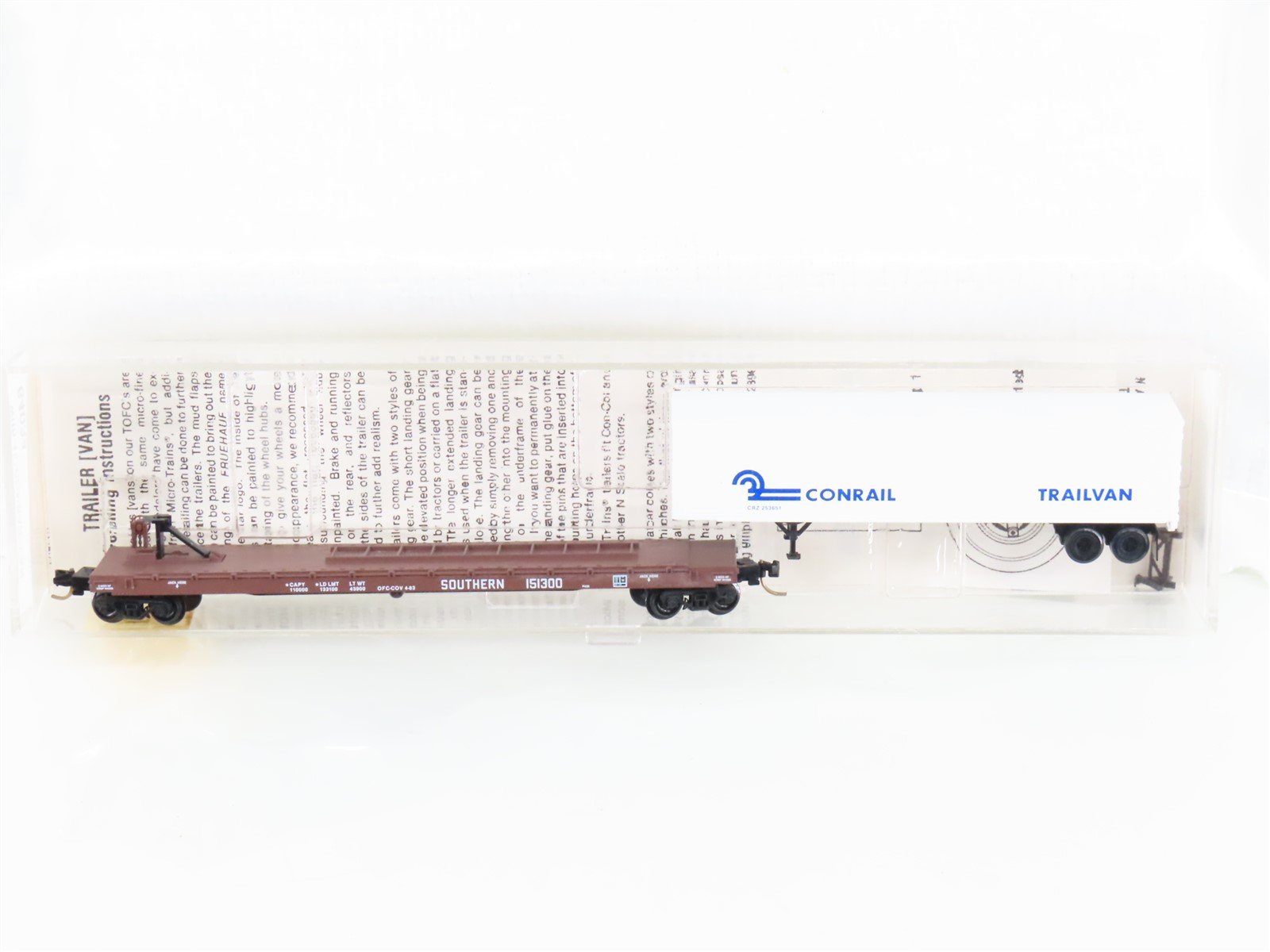 N Micro-Trains MTL 64034 Southern 57' Flatcar #151300 w45' CR Trailer