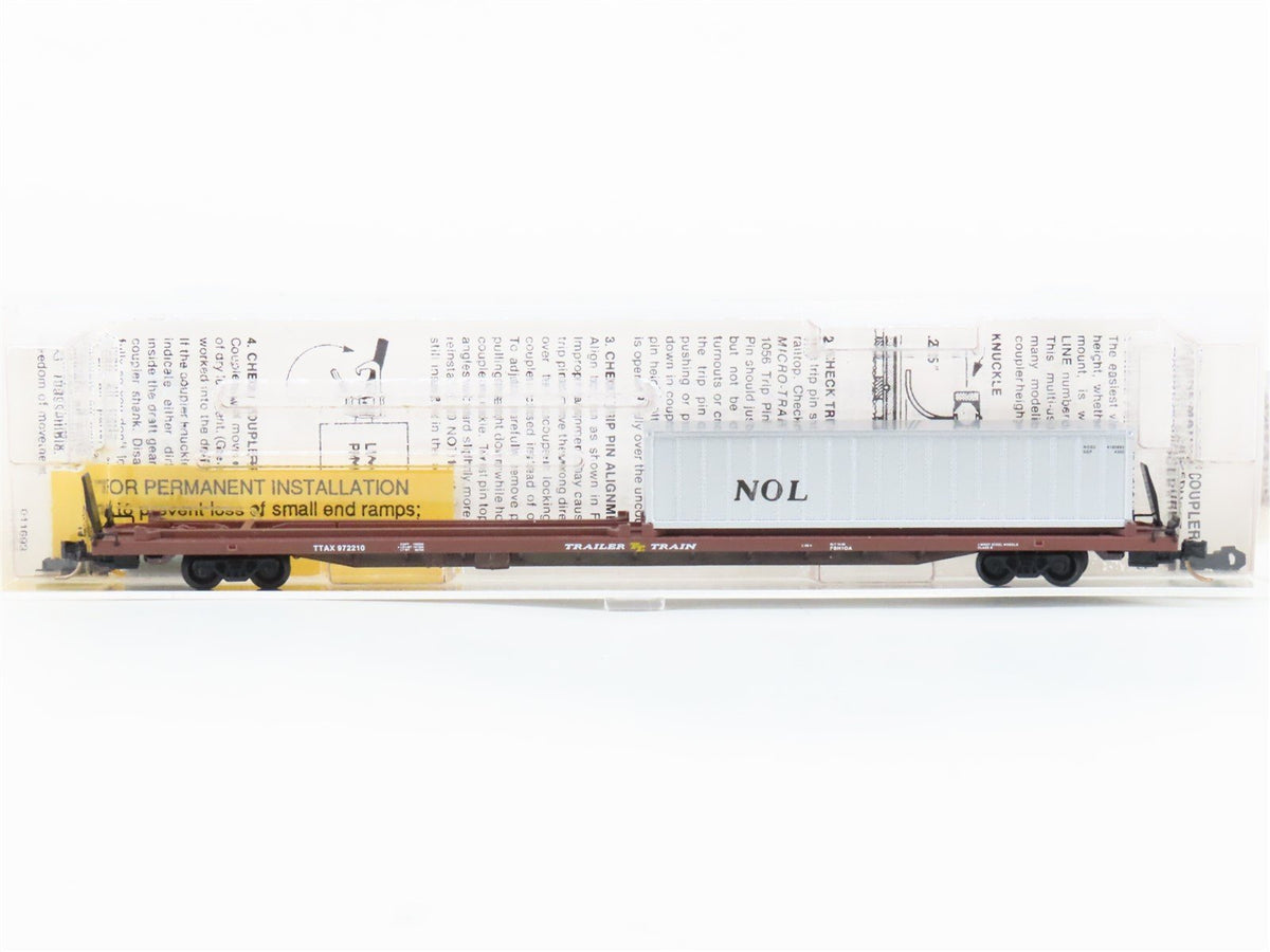 N Scale Micro-Trains MTL 72223 TTAX 89&#39; Flatcar #972210 w/ 40&#39; Container