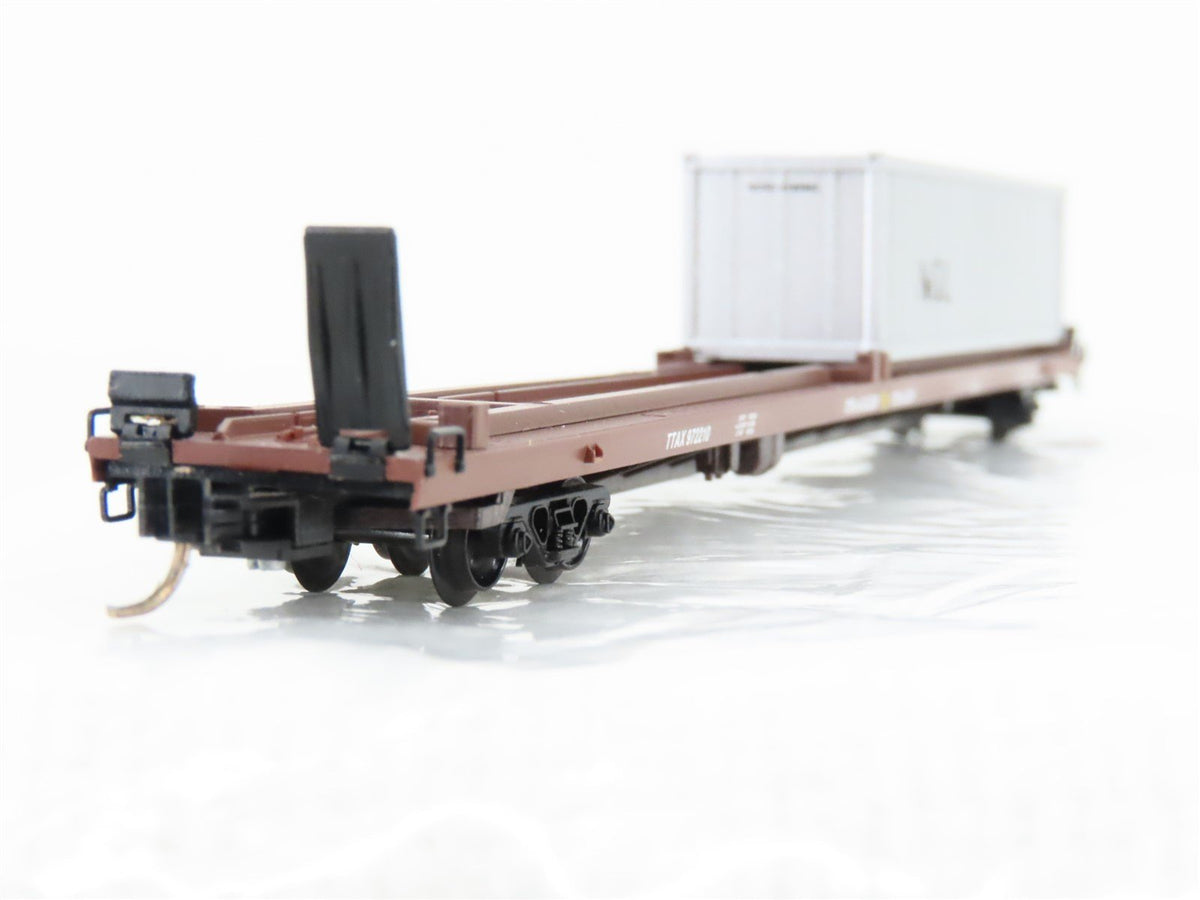 N Scale Micro-Trains MTL 72223 TTAX 89&#39; Flatcar #972210 w/ 40&#39; Container