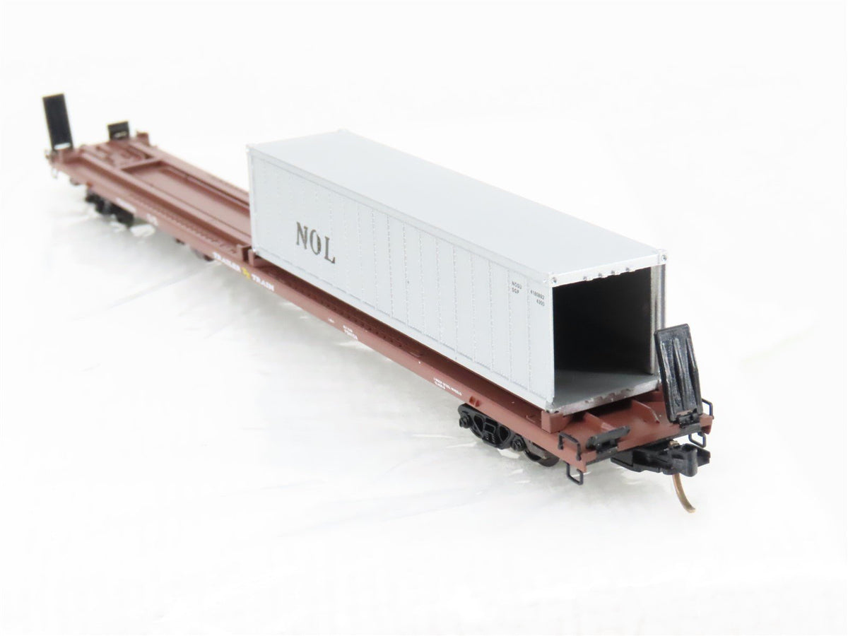 N Scale Micro-Trains MTL 72223 TTAX 89&#39; Flatcar #972210 w/ 40&#39; Container