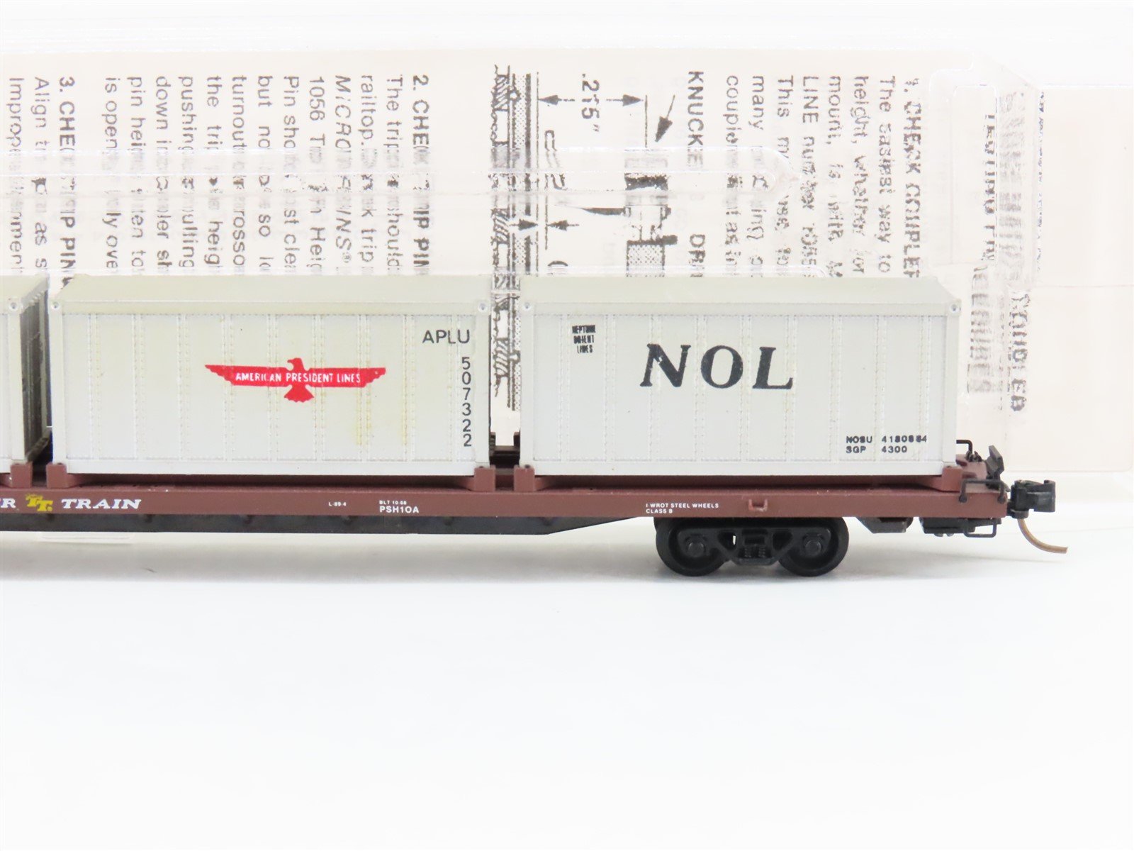 N Micro-Trains MTL 72020-4 TTAX 89' Flatcar #972216 w/4 20' Containers CUSTOM