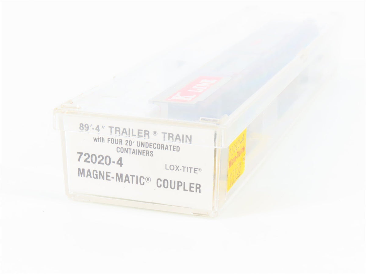 N Micro-Trains MTL 72020-4 TTAX 89&#39; Flatcar #972216 w/4 20&#39; Containers CUSTOM