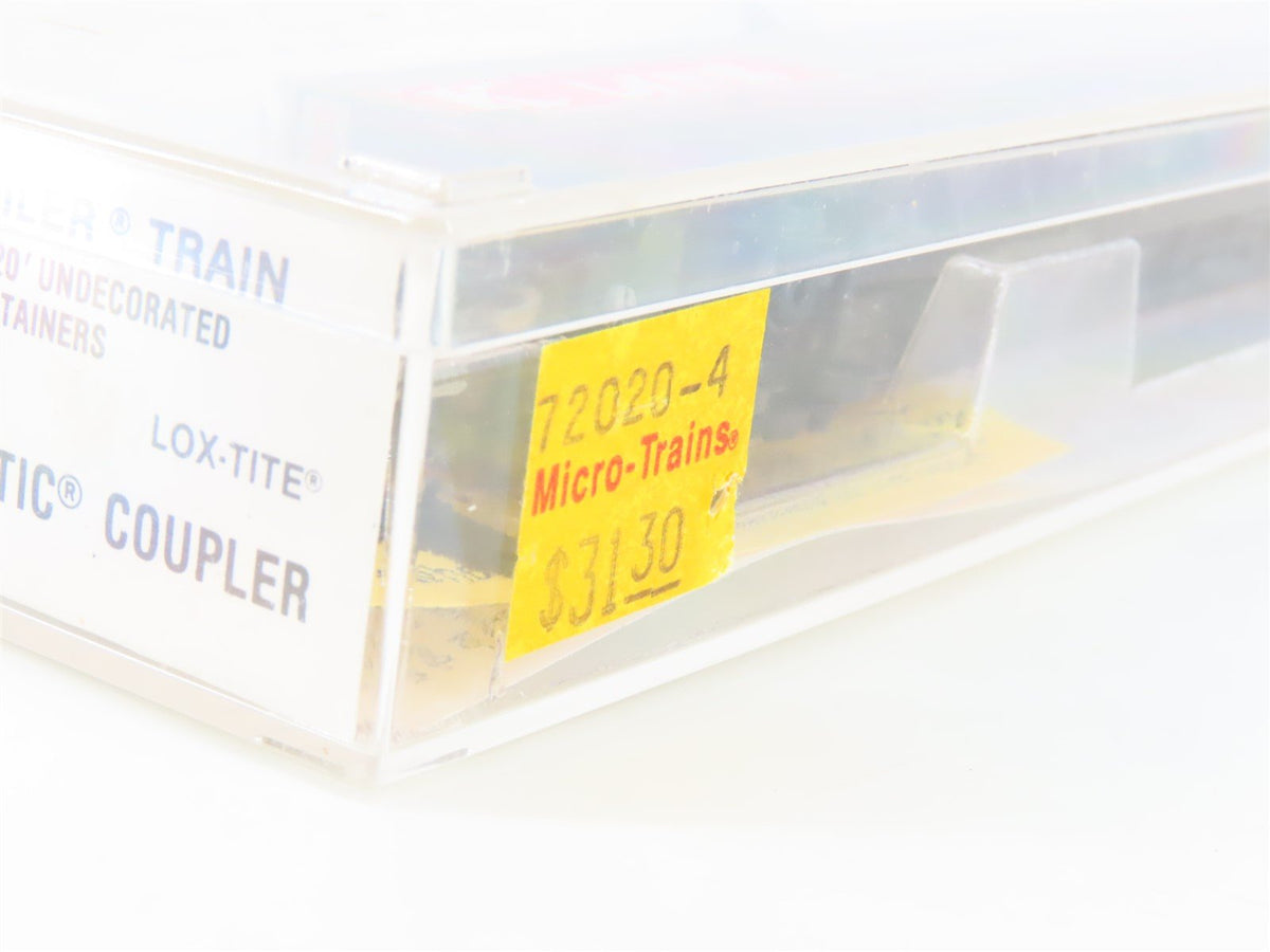 N Micro-Trains MTL 72020-4 TTAX 89&#39; Flatcar #972216 w/4 20&#39; Containers CUSTOM