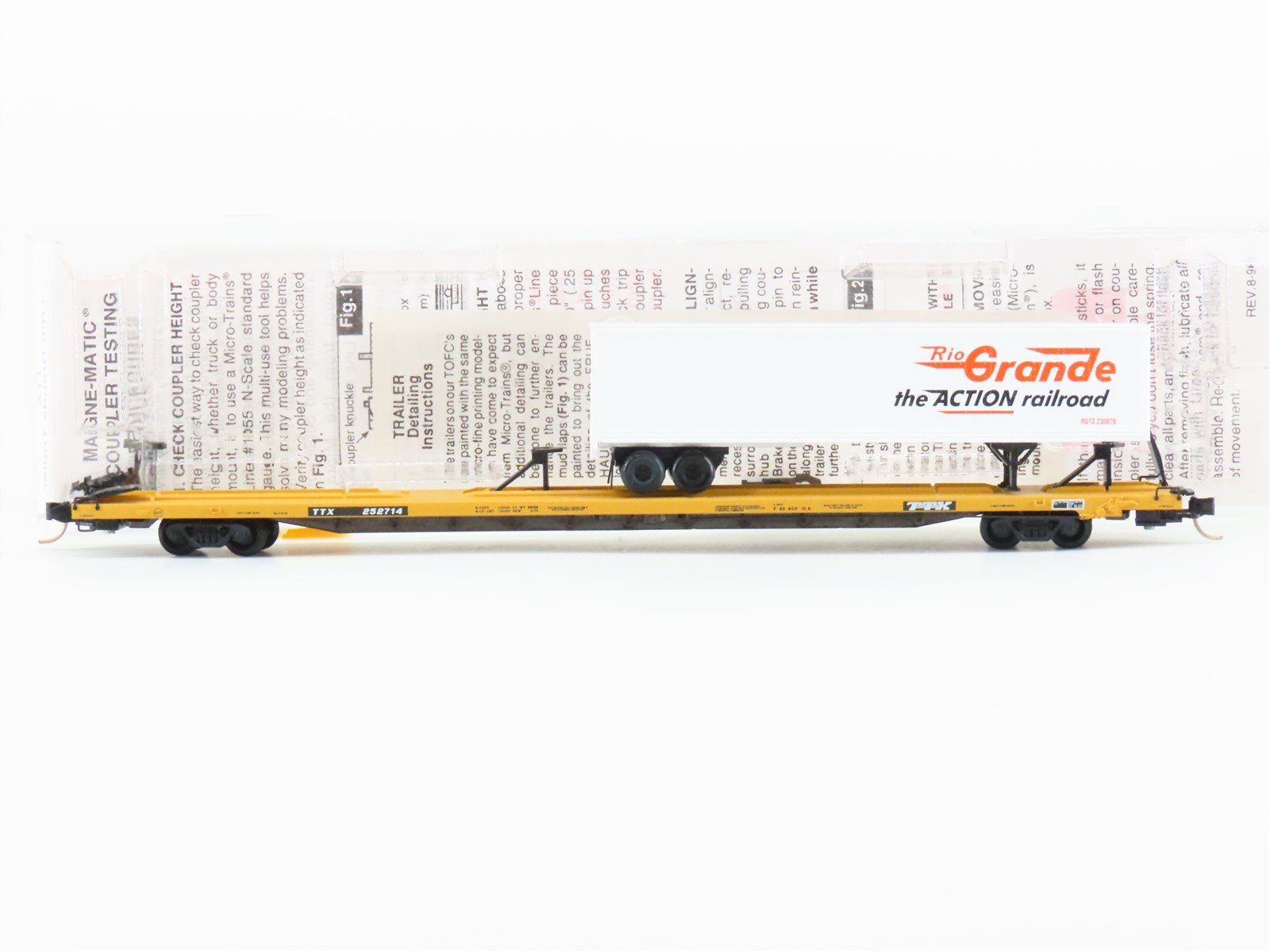 N Scale Micro-Trains MTL 71524-1 TTX 89' Flatcar #252714 w/DRGW Trailer