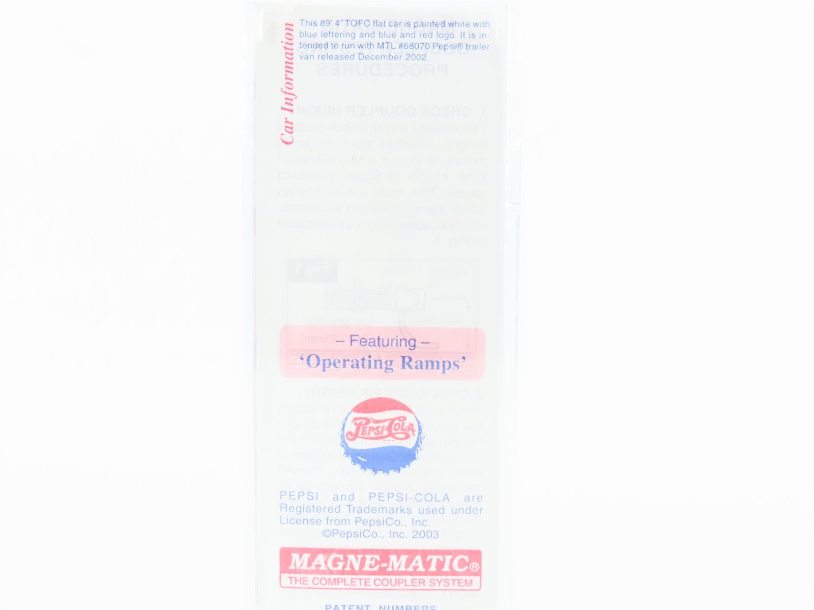 N Scale Micro-Trains MTL 71060 PC Pepsi Cola 89' TOFC Flatcar #710103