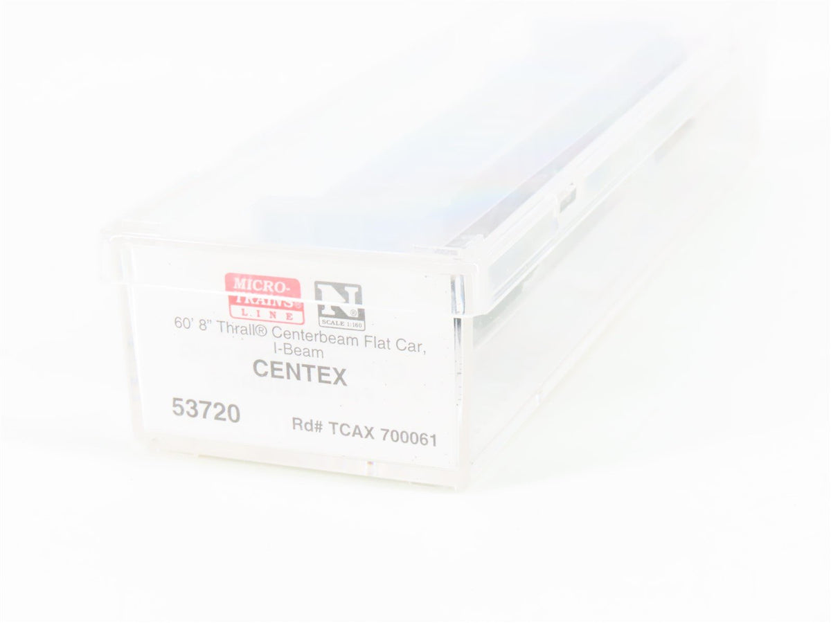 N Scale Micro-Trains MTL 53720 TCAX Centex 60&#39; Centerbeam Flatcar #00061