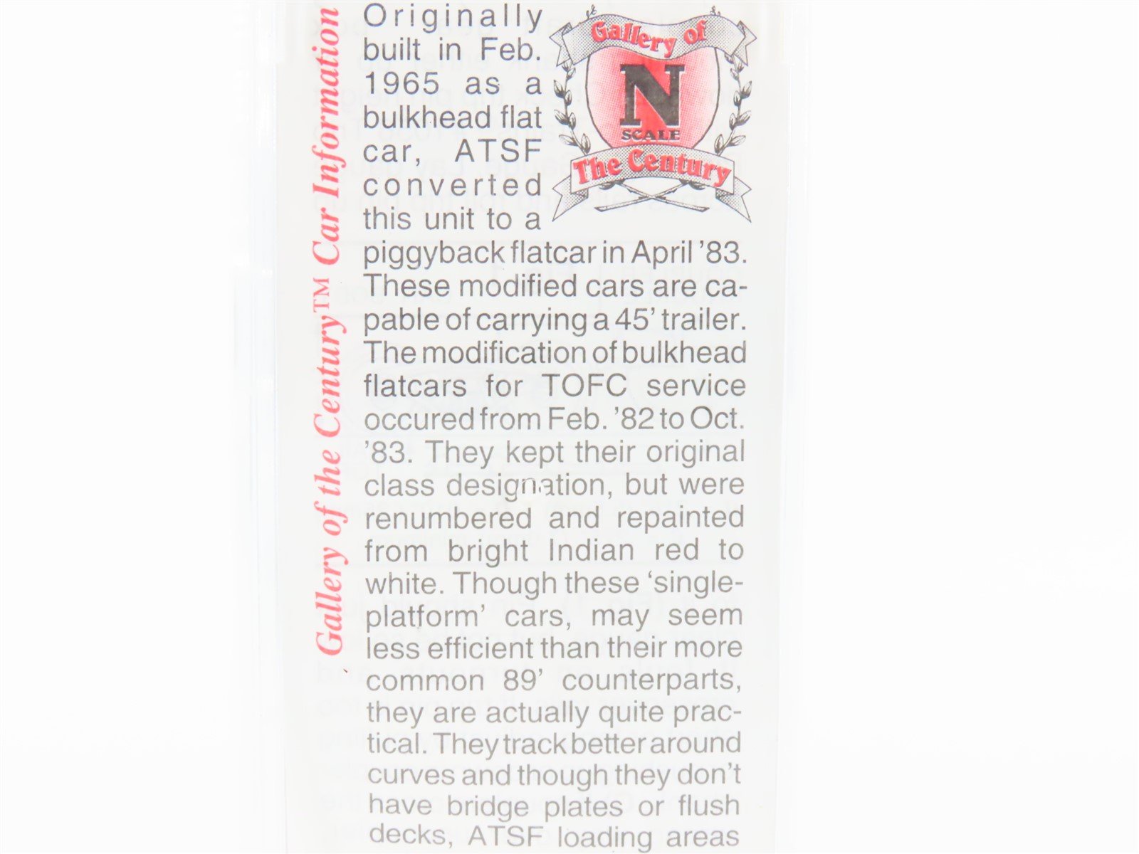 N Scale Micro-Trains MTL 64010 ATSF Santa Fe 57' TOFC Flatcar #293304