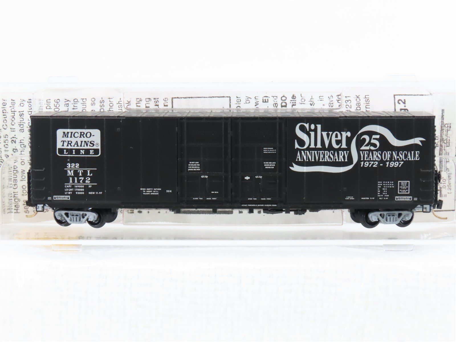 N Scale Micro-Trains MTL 102030 MTL Silver 25th Anniversary 60' Boxcar #1172